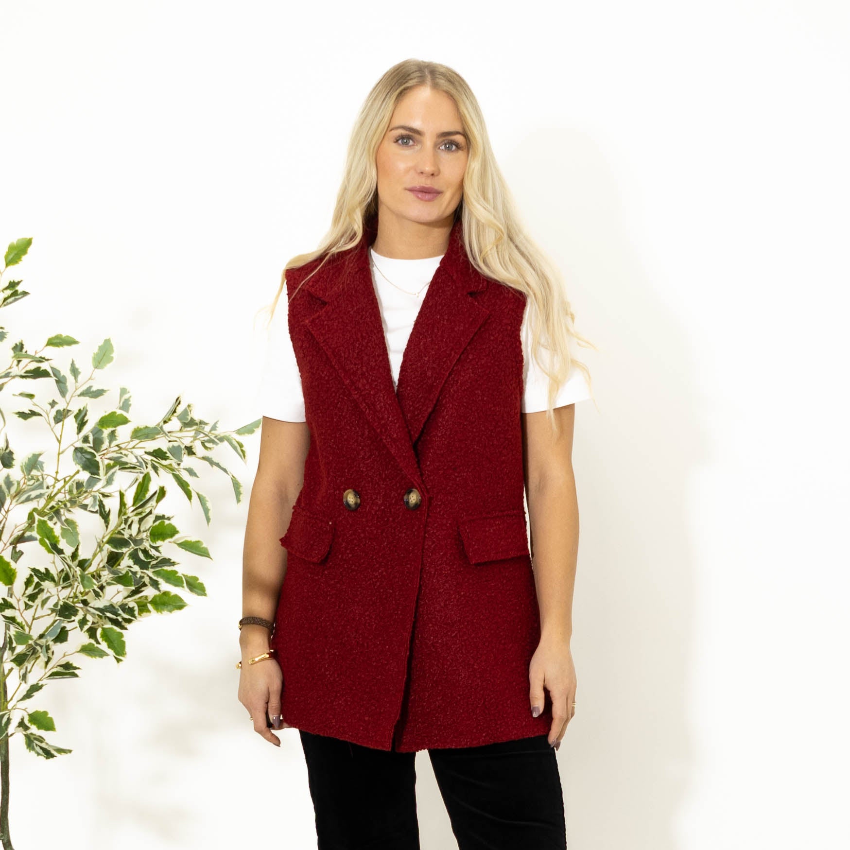 Rasmine bouclé vest, Bordeaux