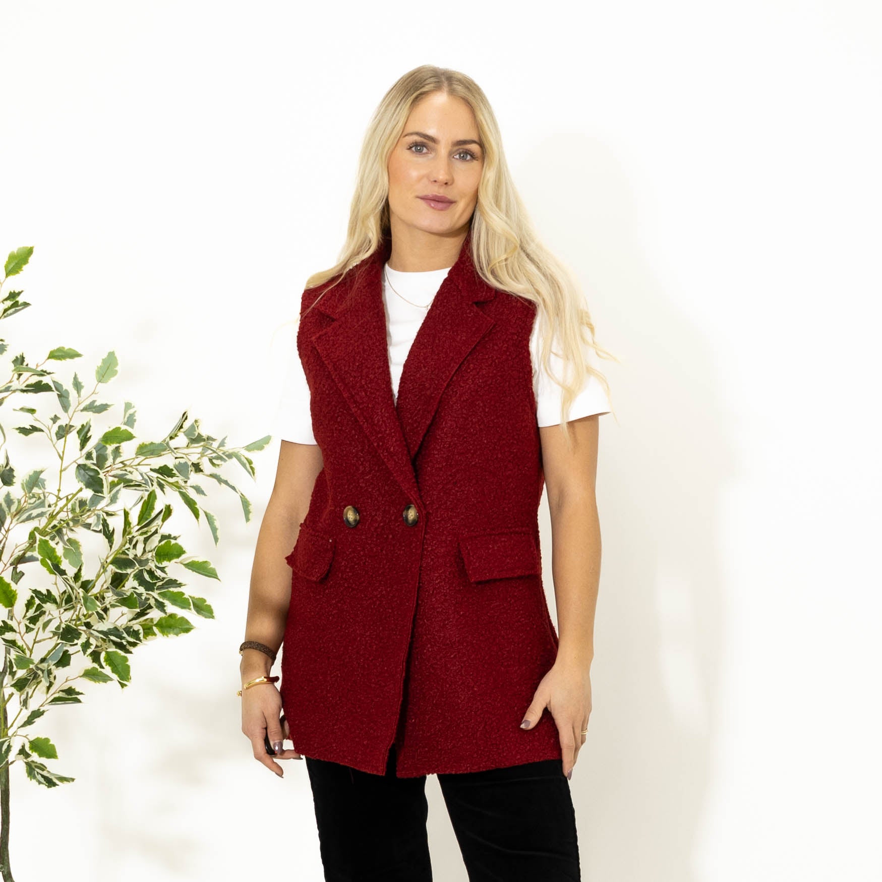 Rasmine bouclé vest, Bordeaux