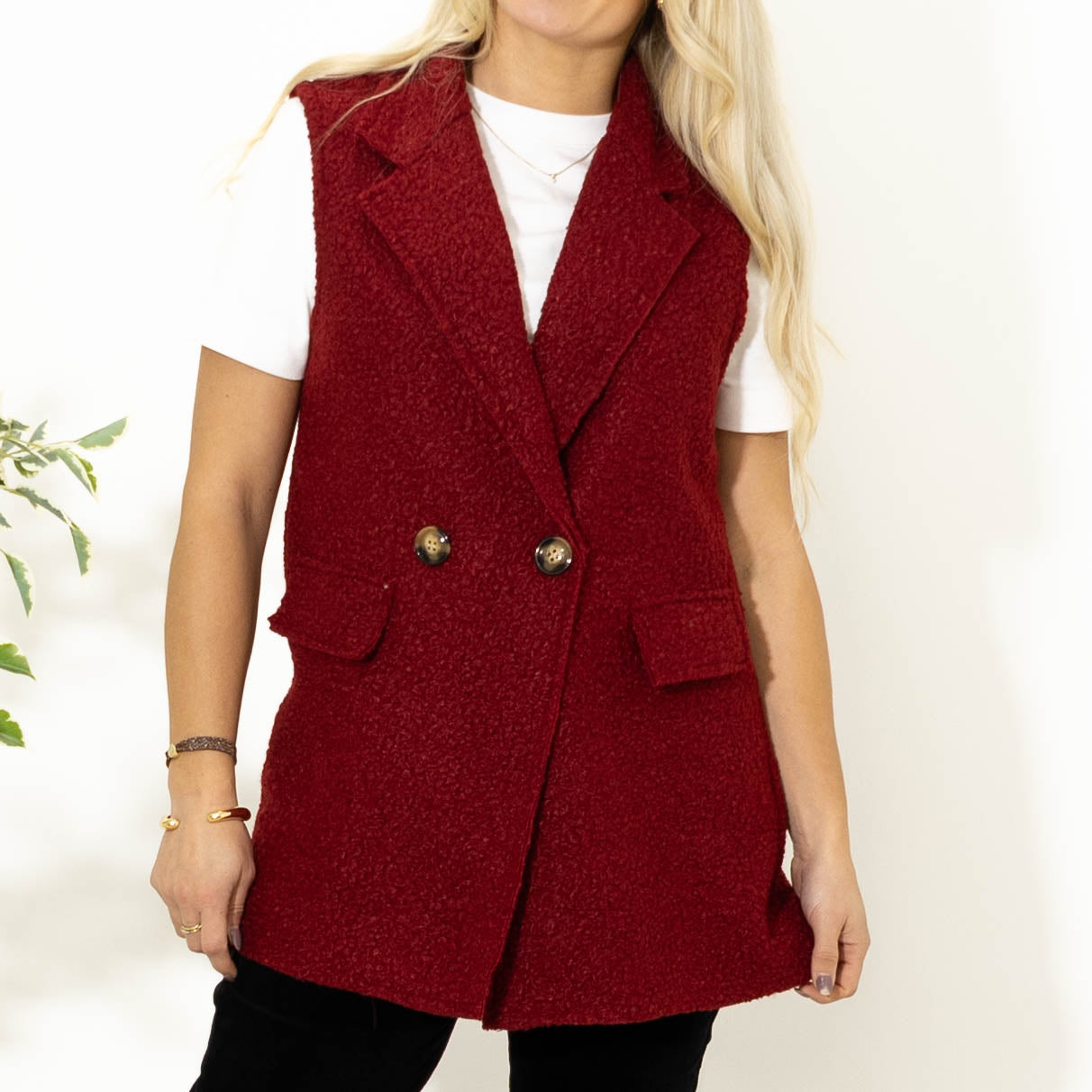 Rasmine bouclé vest, Bordeaux