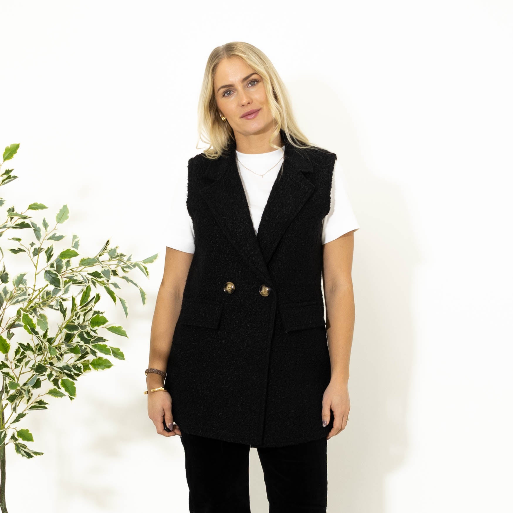 Rasmine bouclé vest, Sort