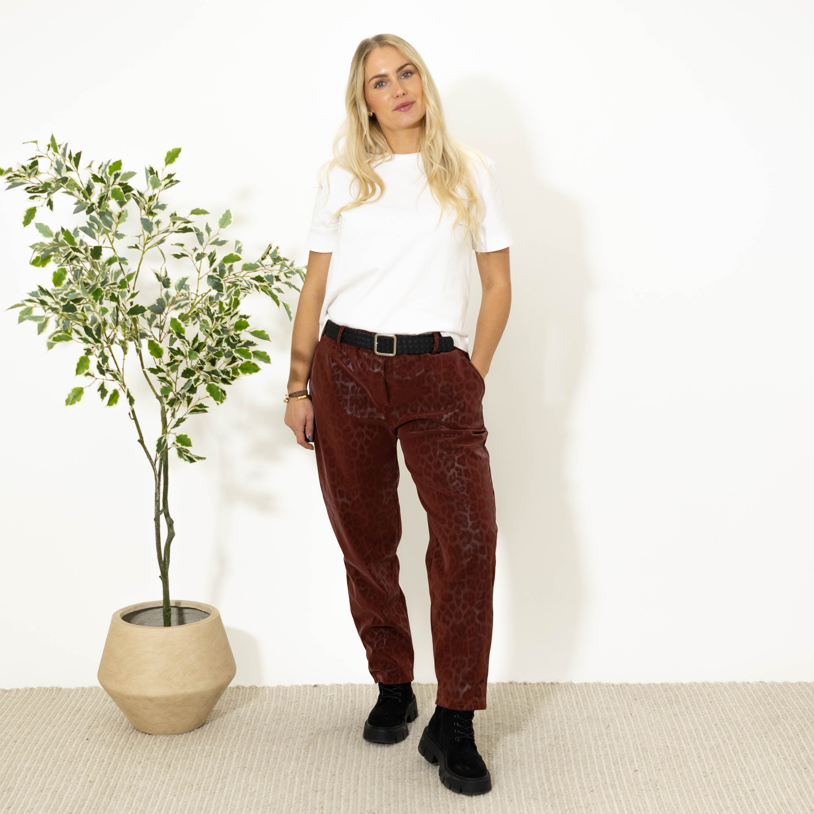 Åse leopardbukser, Bordeaux