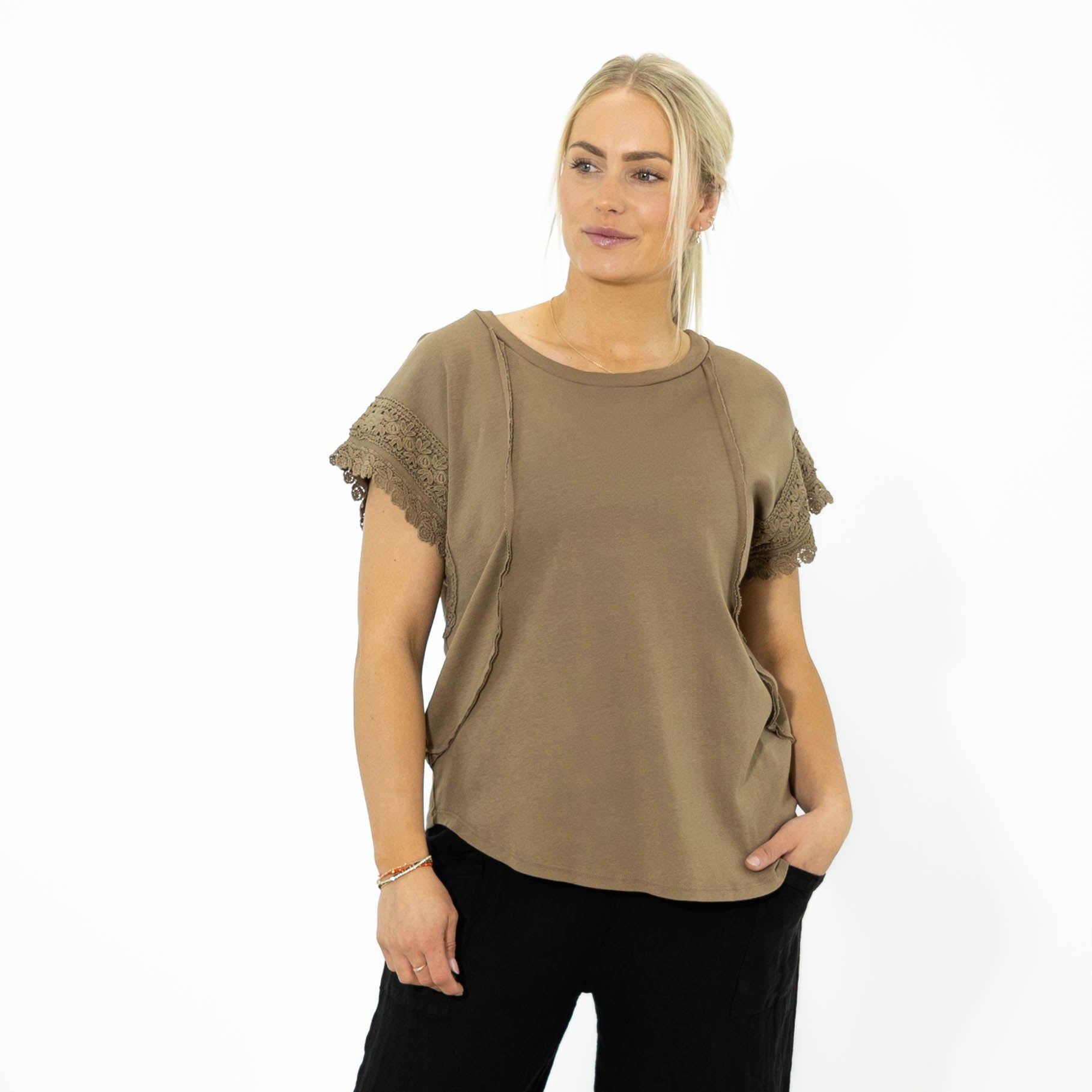 Violetta bomulds t-shirt, Camel