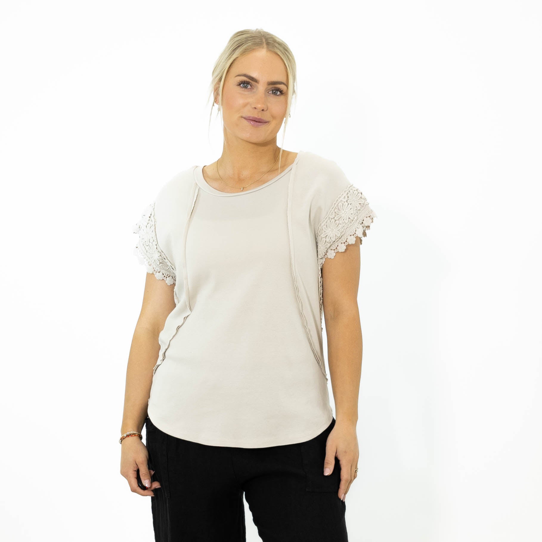 Violetta bomulds t-shirt, Beige
