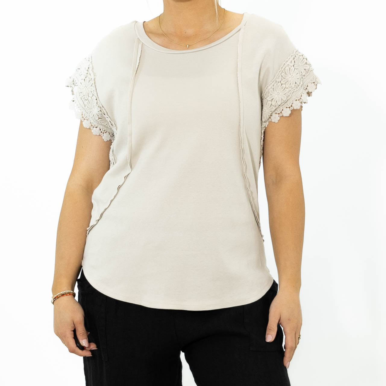 Violetta bomulds t-shirt, Beige