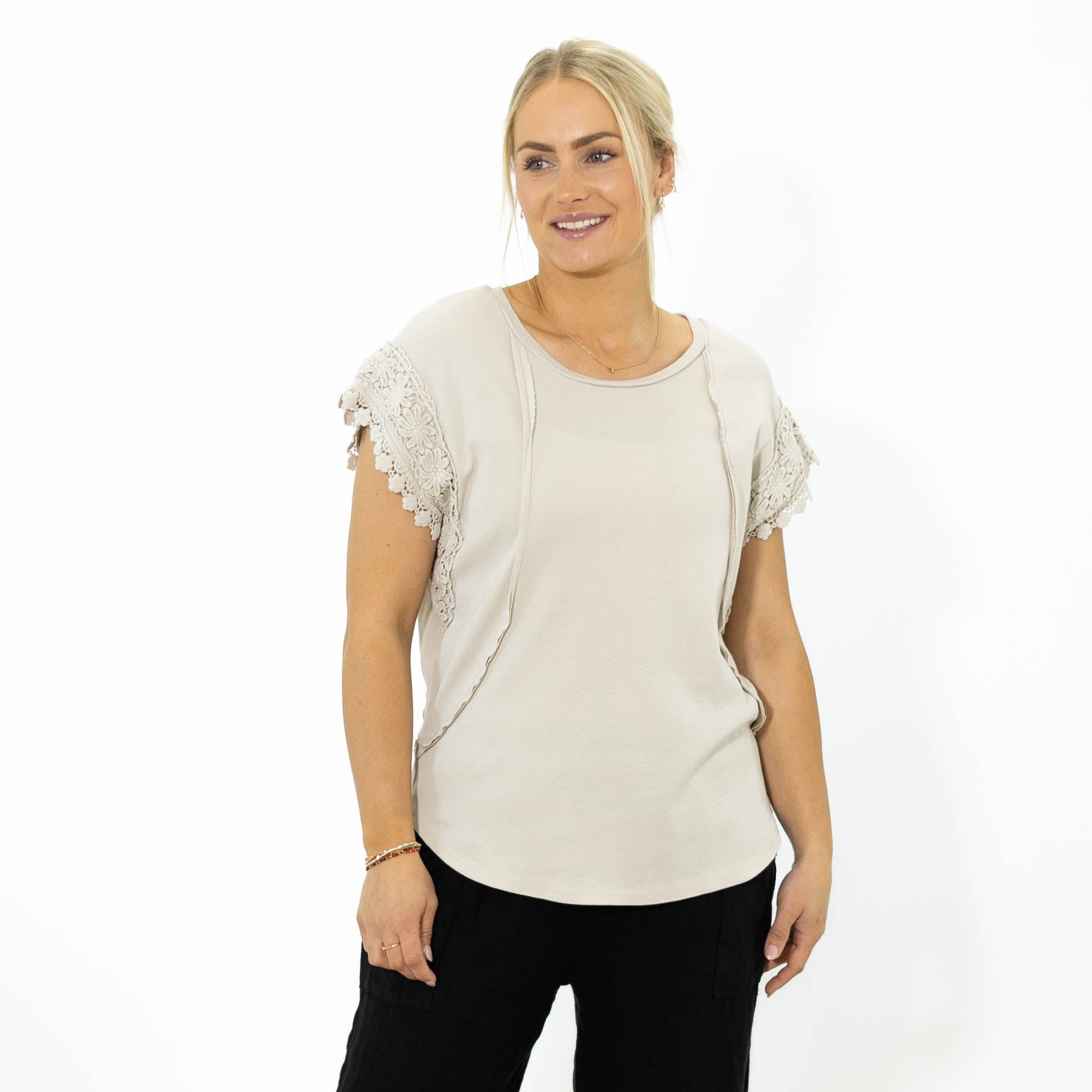 Violetta bomulds t-shirt, Beige