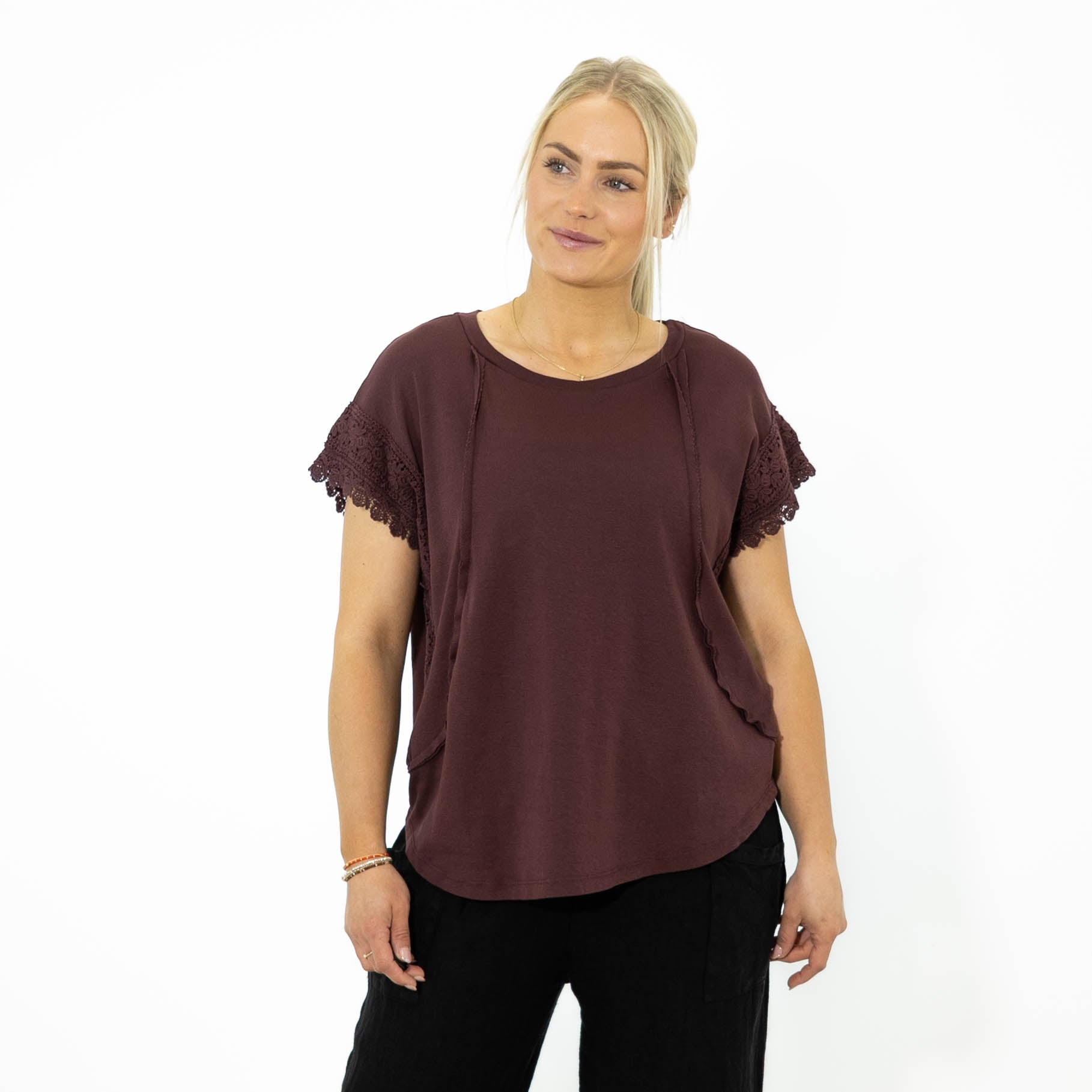 Violetta bomulds t-shirt, Bordeaux