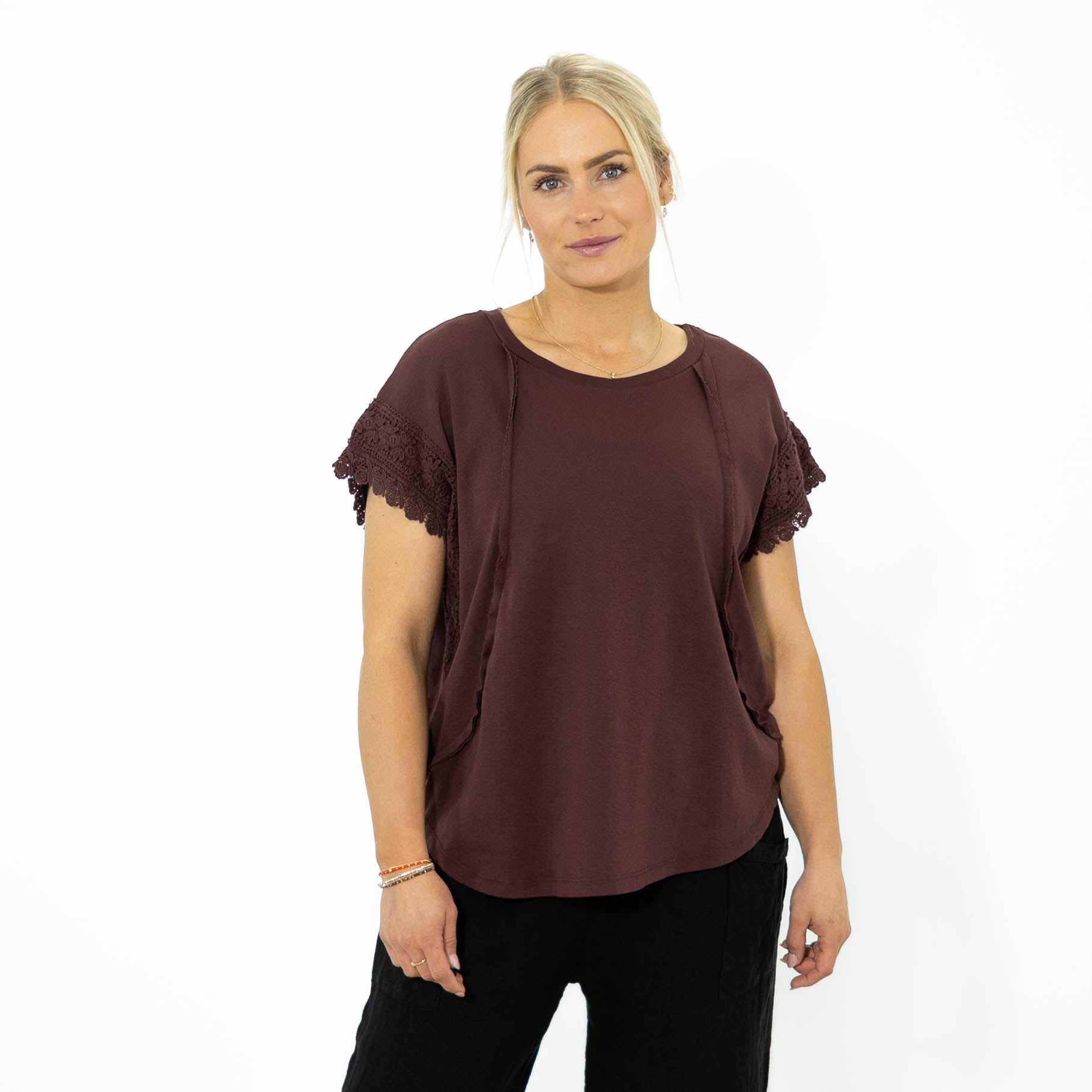 Violetta bomulds t-shirt, Bordeaux