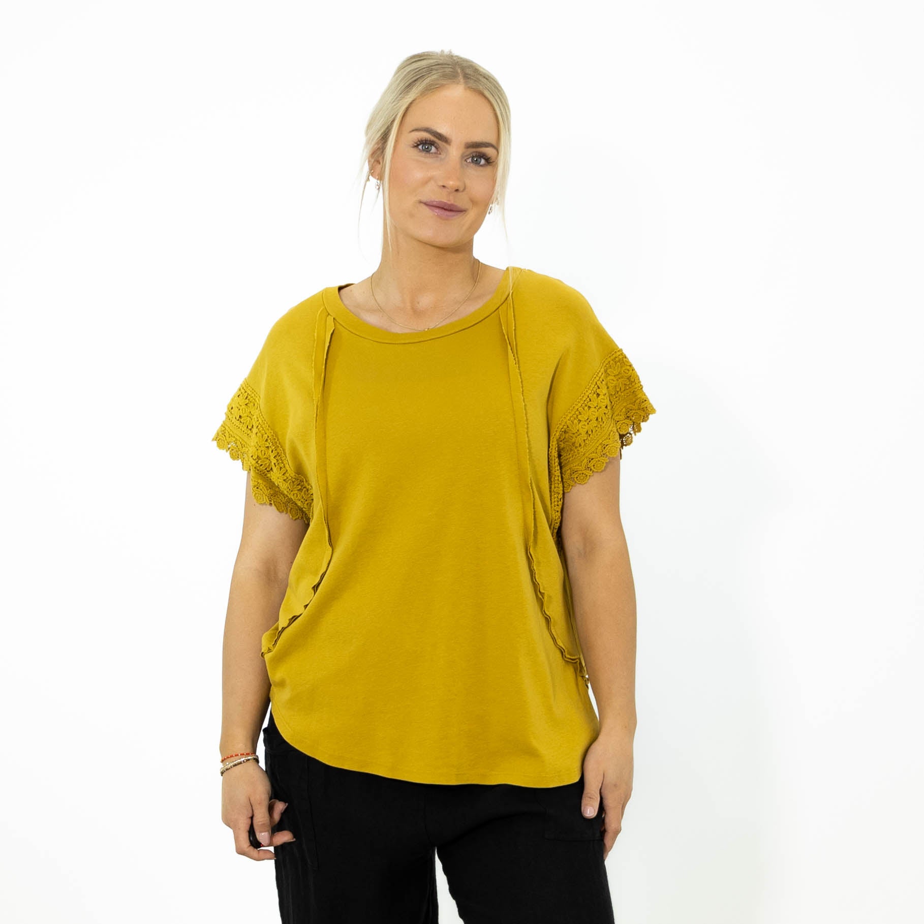 Violetta bomulds t-shirt, Sennep