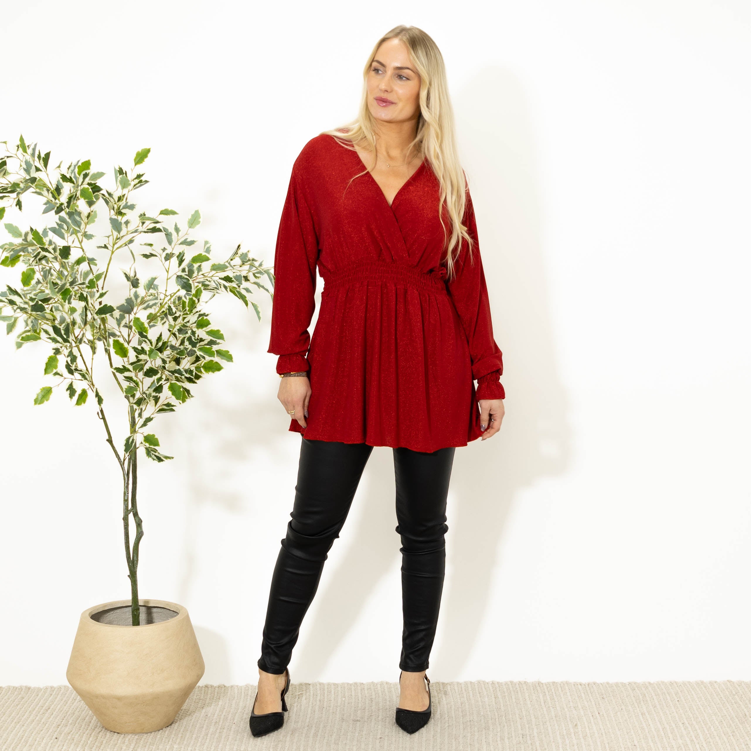 Wally glimmer tunika, Rød