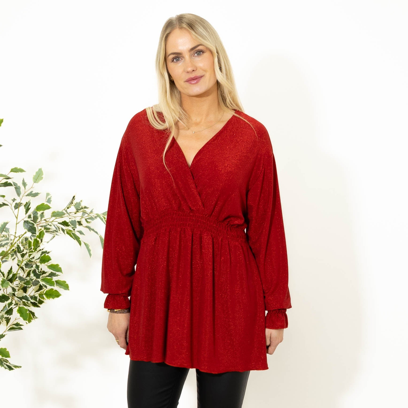 Wally glimmer tunika, Rød