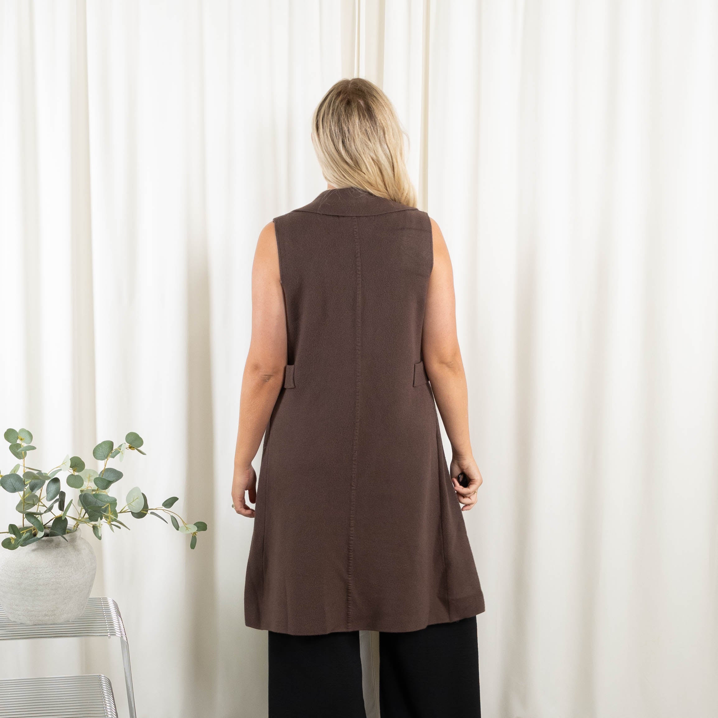 Mandy strikcardigan/vest, Choko