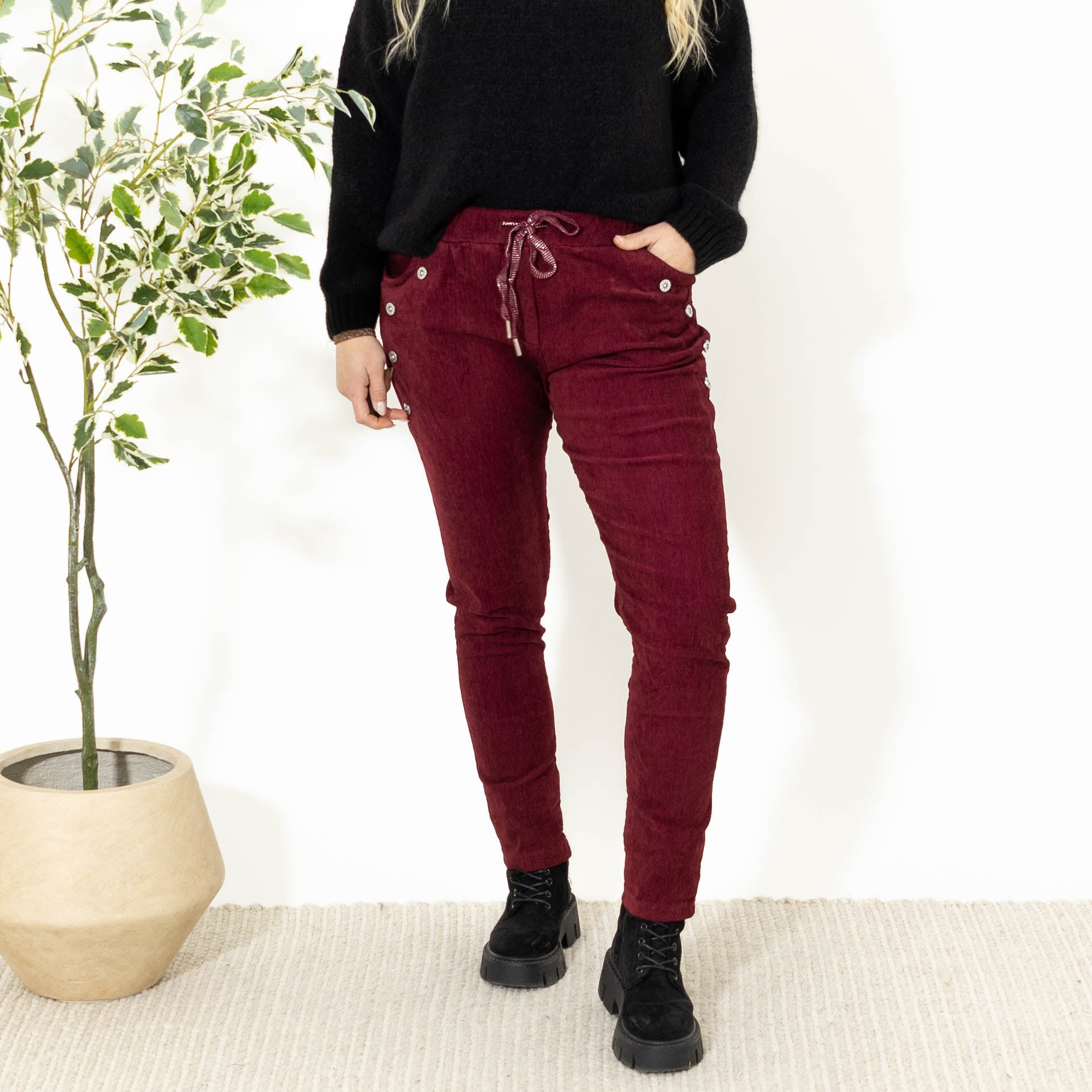 Brianna fløjlsbukser, Bordeaux