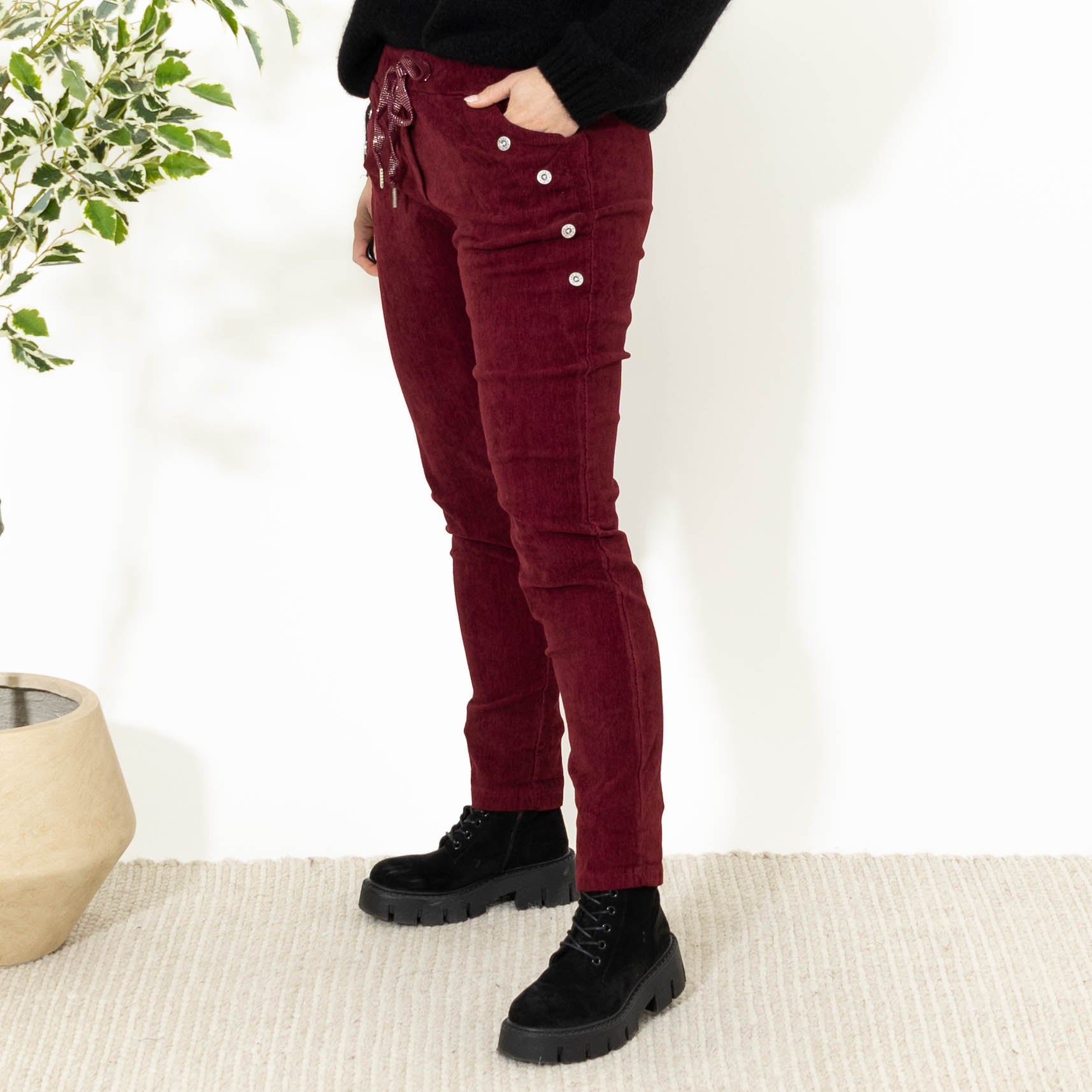 Brianna fløjlsbukser, Bordeaux