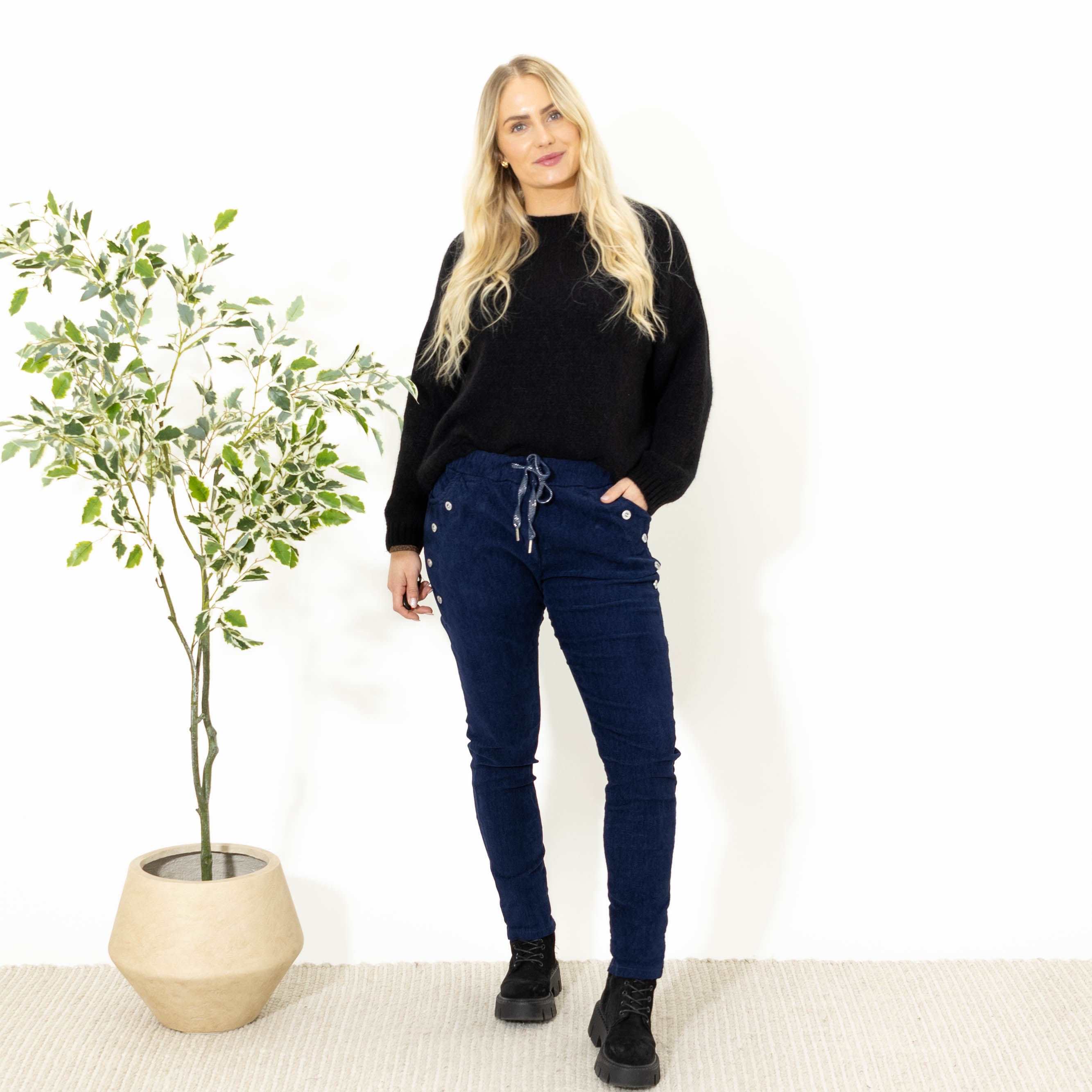 Brianna fløjlsbukser, Navy