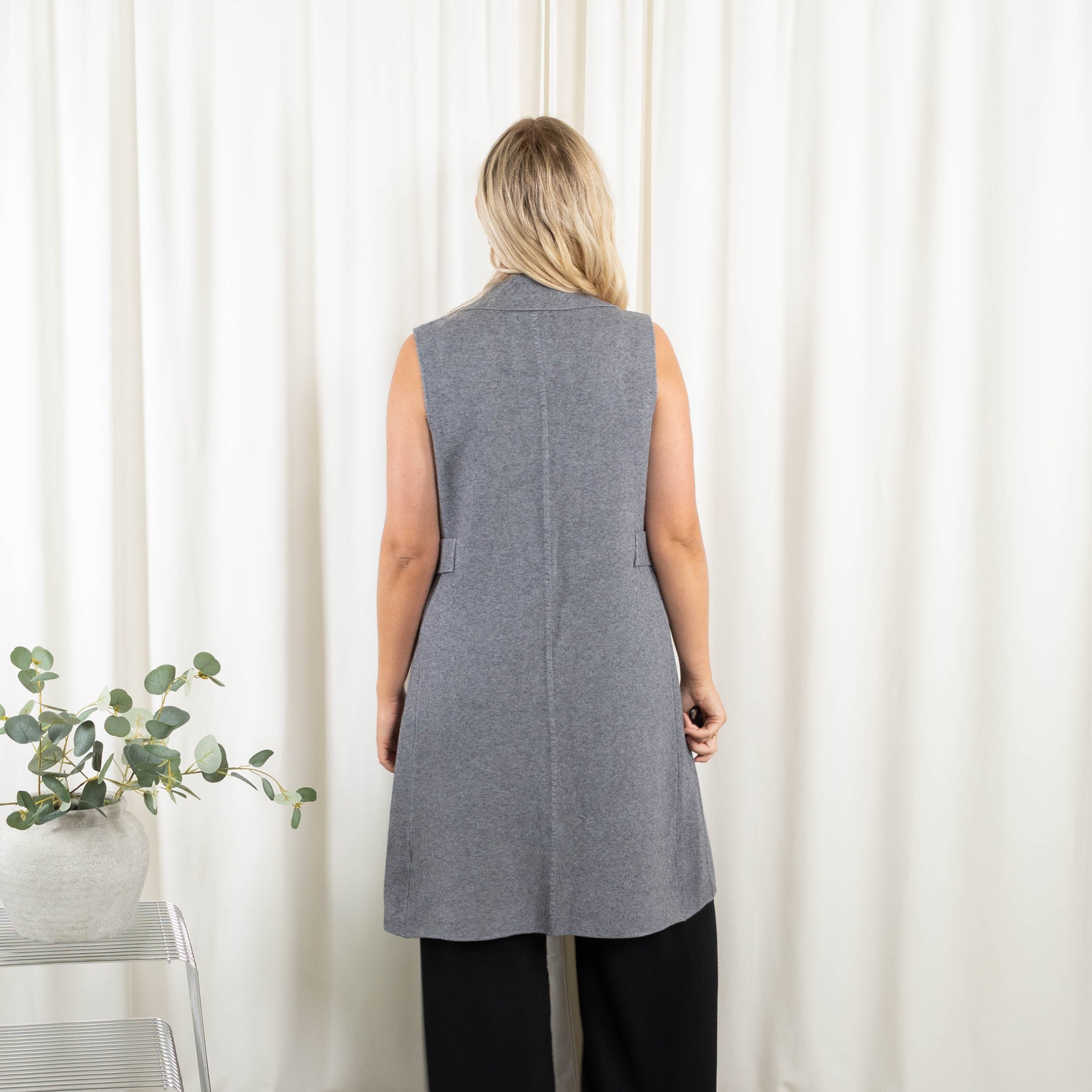 Mandy strikcardigan/vest, Grå
