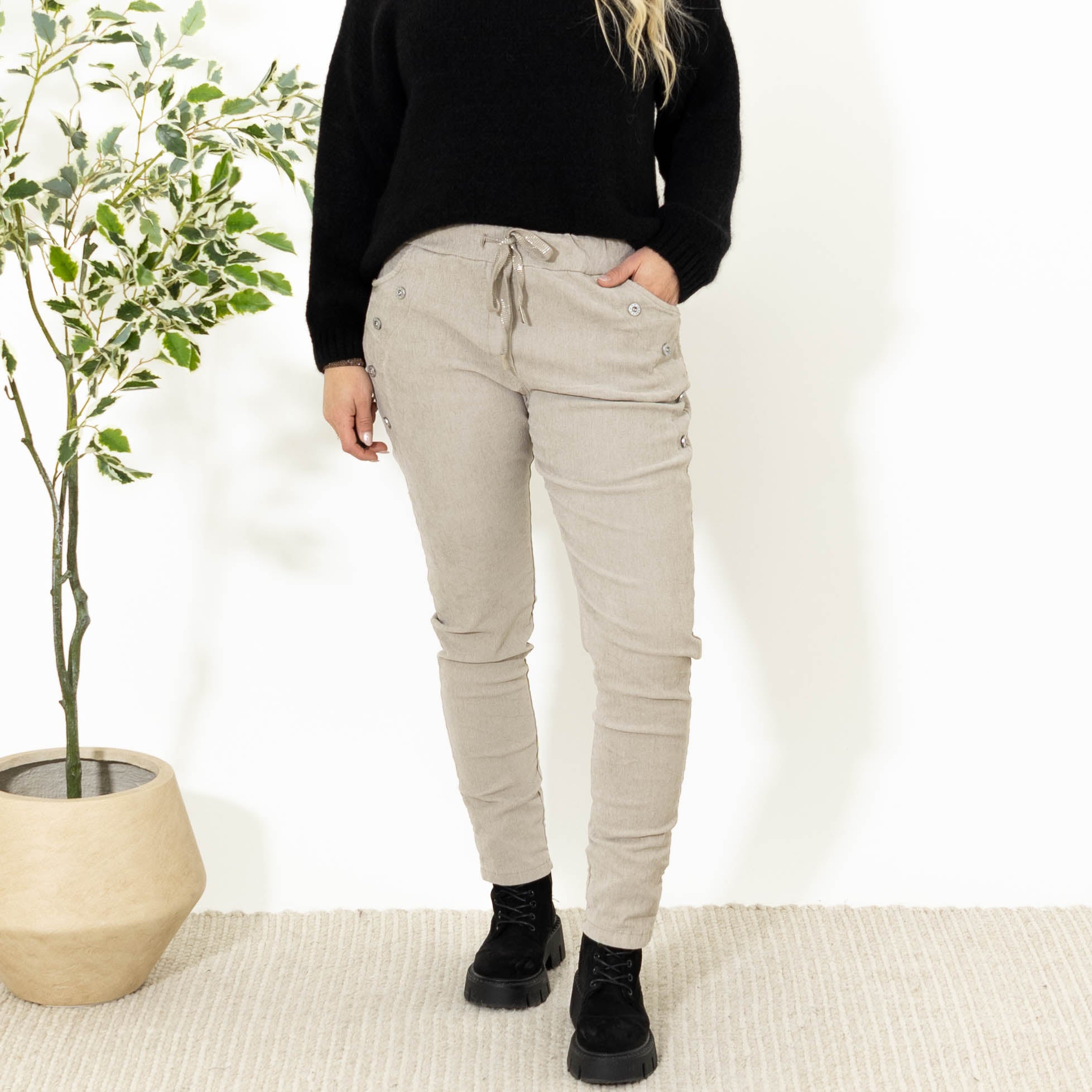 Brianna fløjlsbukser, Beige