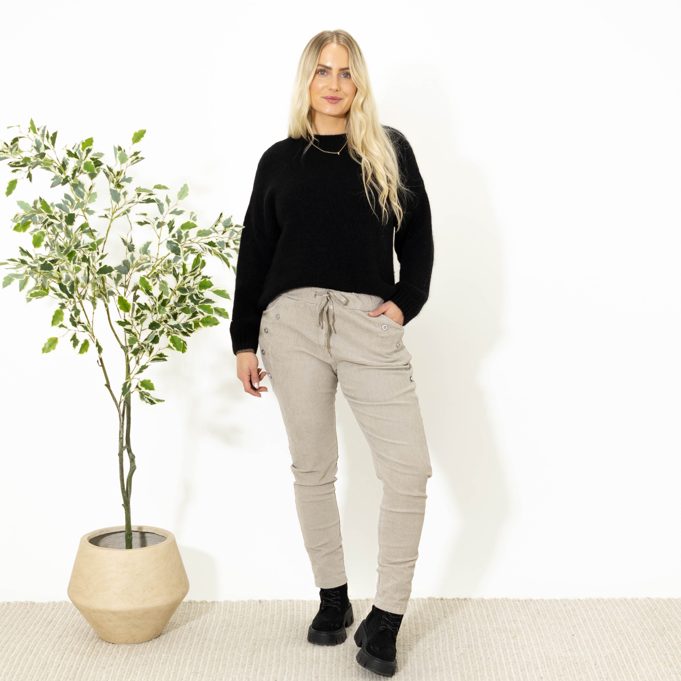 Brianna fløjlsbukser, Beige