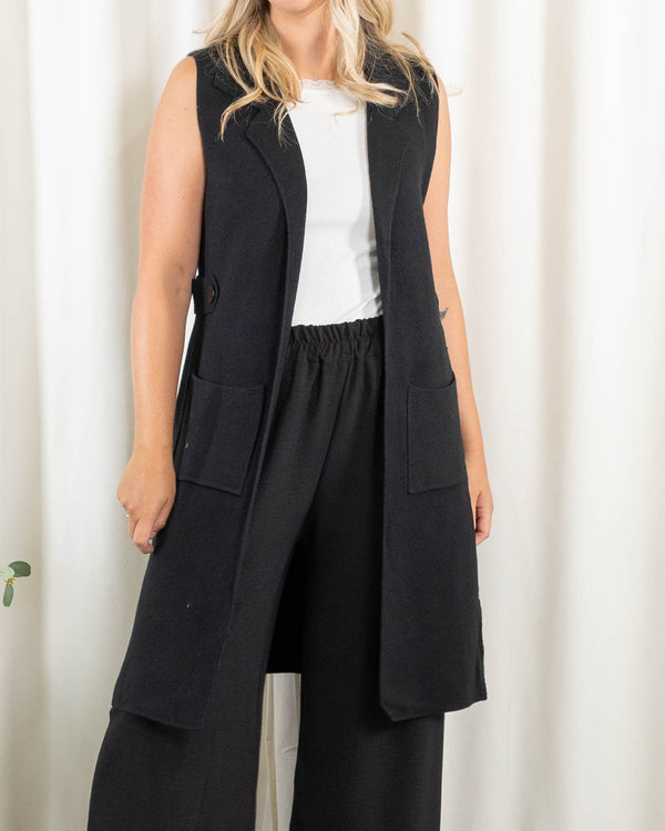 Mandy strikcardigan/vest, Sort