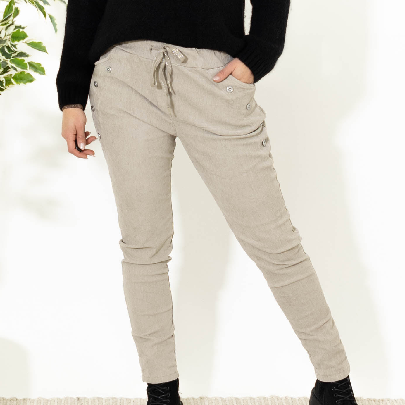 Brianna fløjlsbukser, Beige