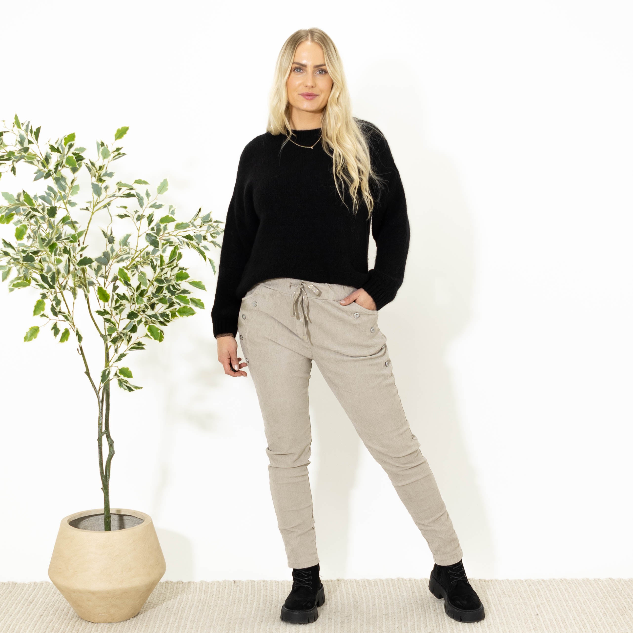 Brianna fløjlsbukser, Beige