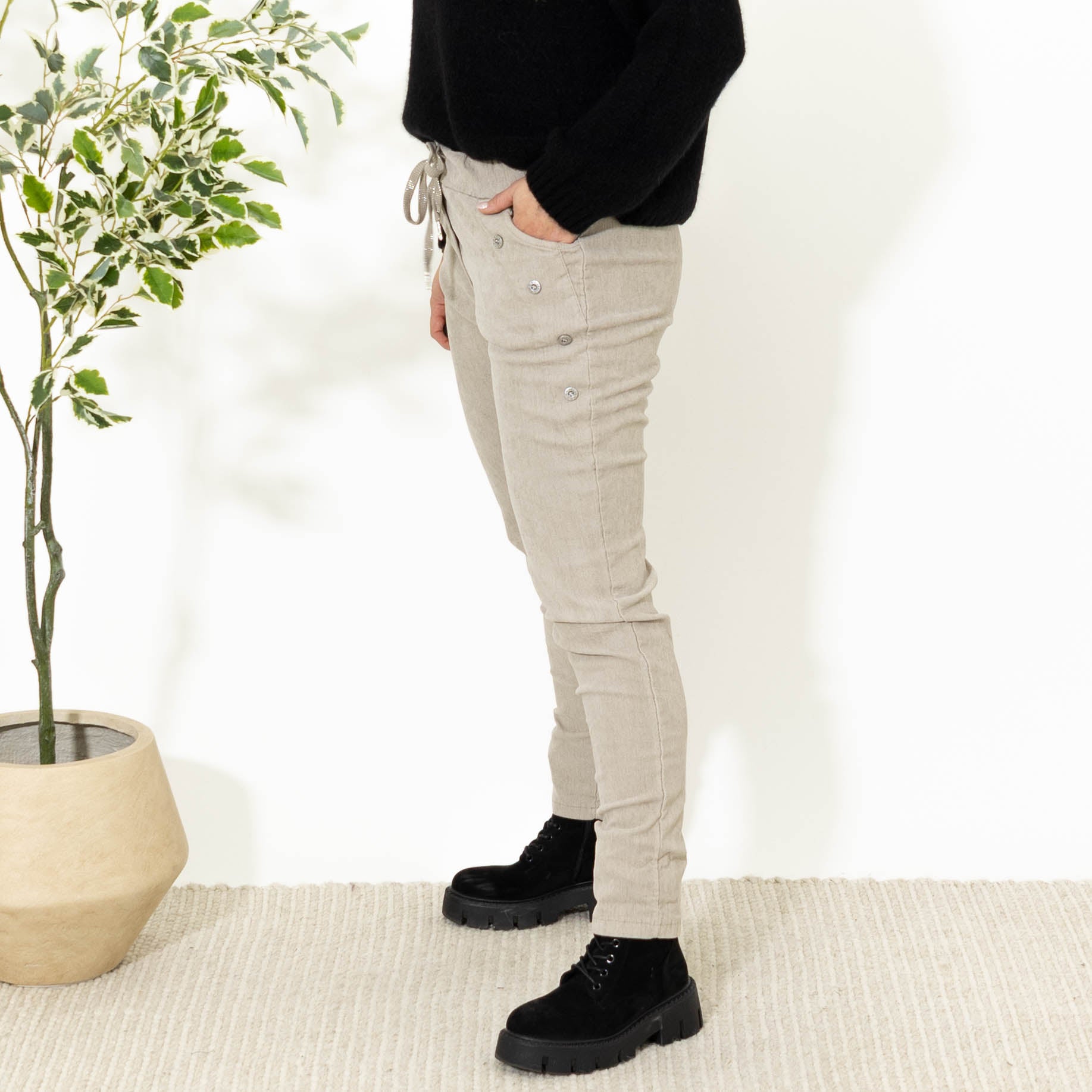 Brianna fløjlsbukser, Beige