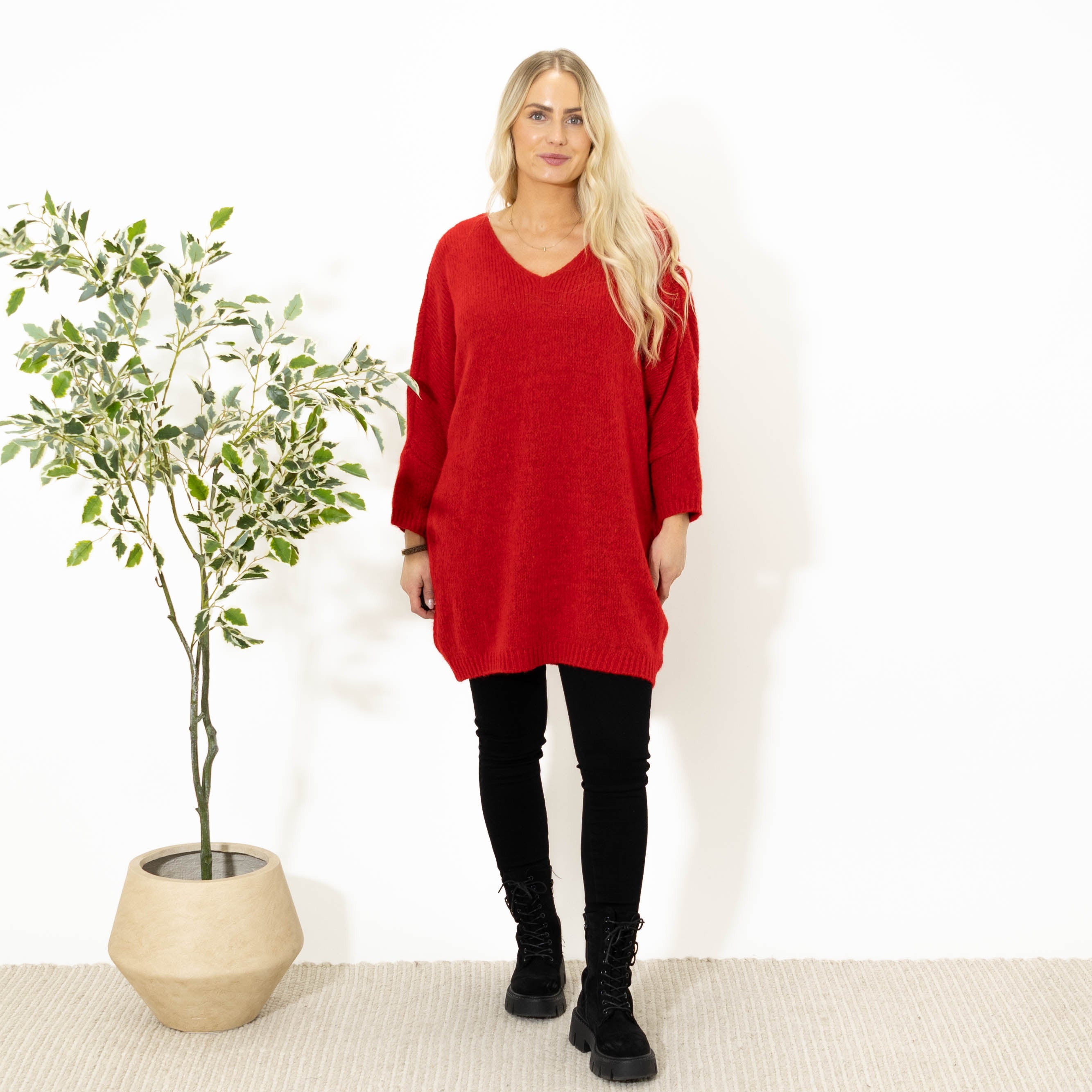 Aster tunikakjole, Rød