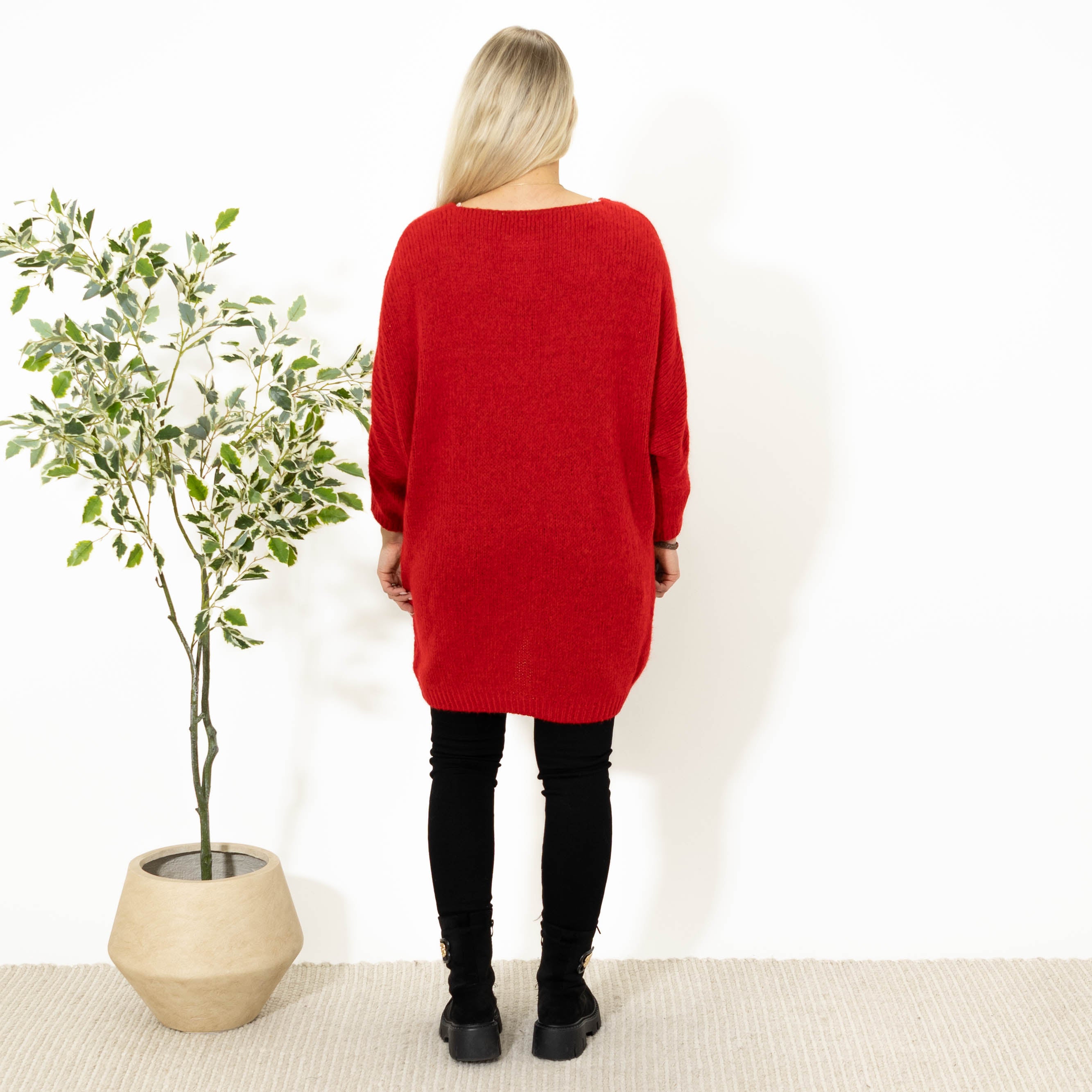 Aster tunikakjole, Rød