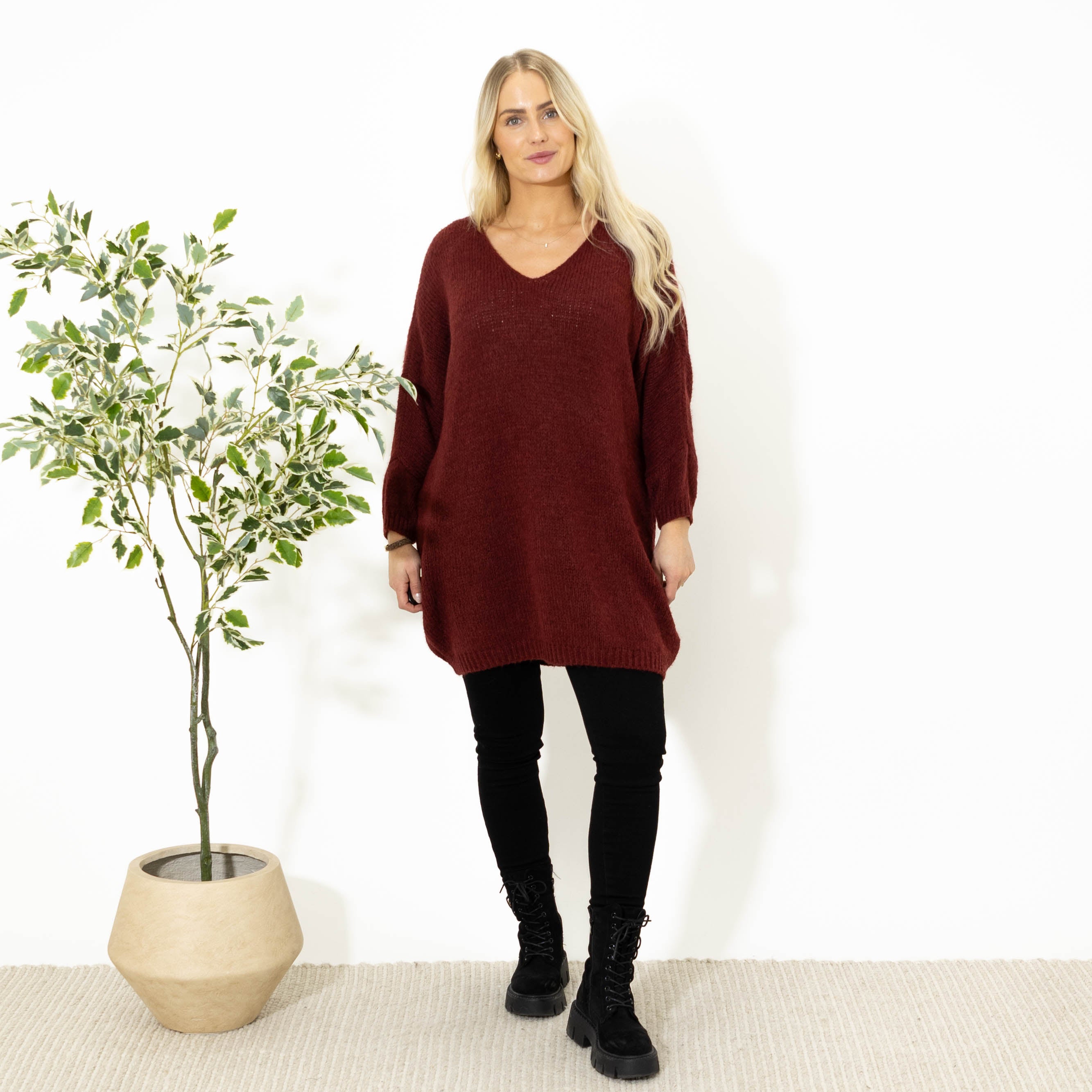 Aster tunikakjole, Bordeaux