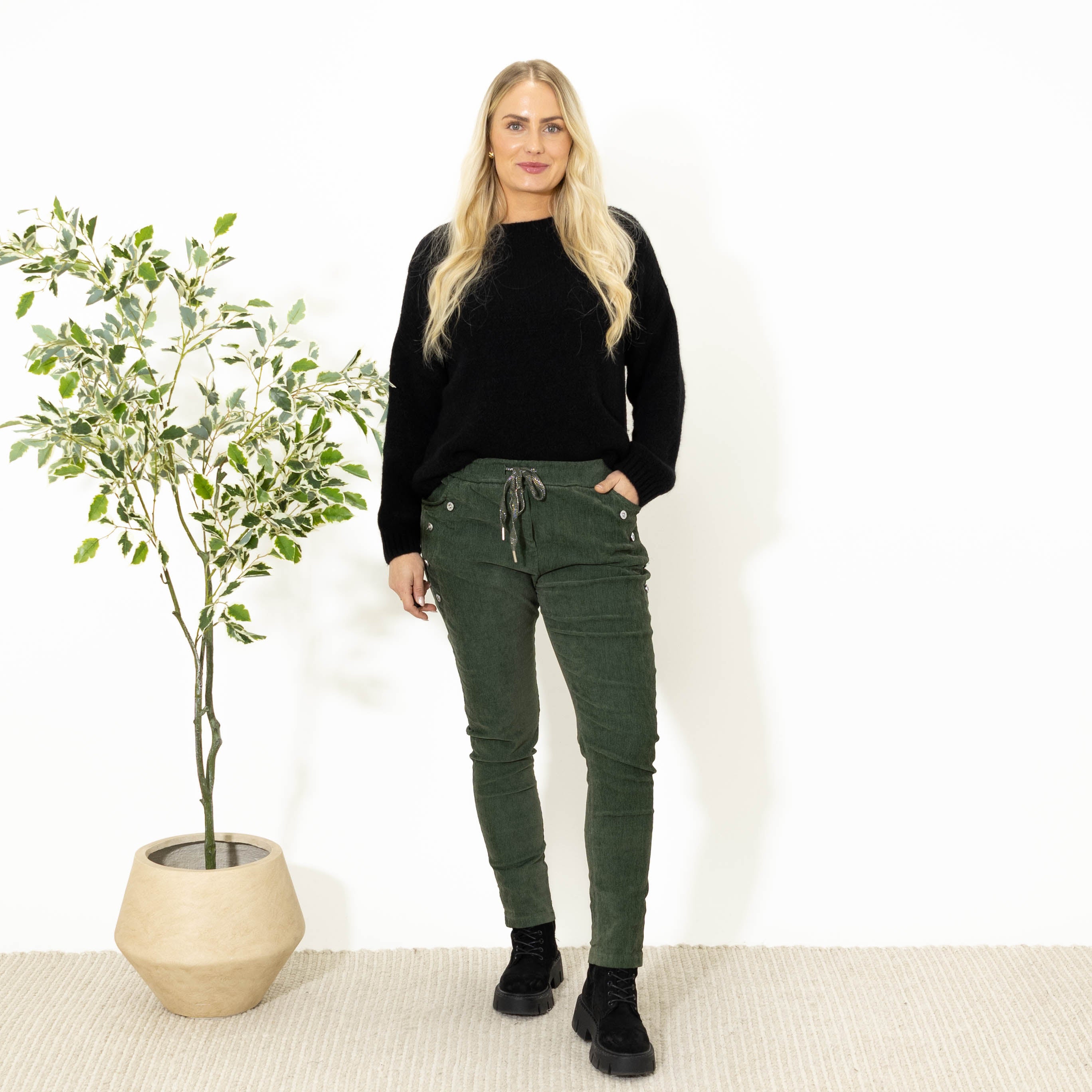 Brianna fløjlsbukser, Khaki
