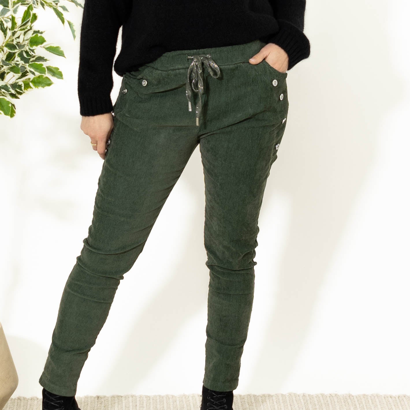 Brianna fløjlsbukser, Khaki