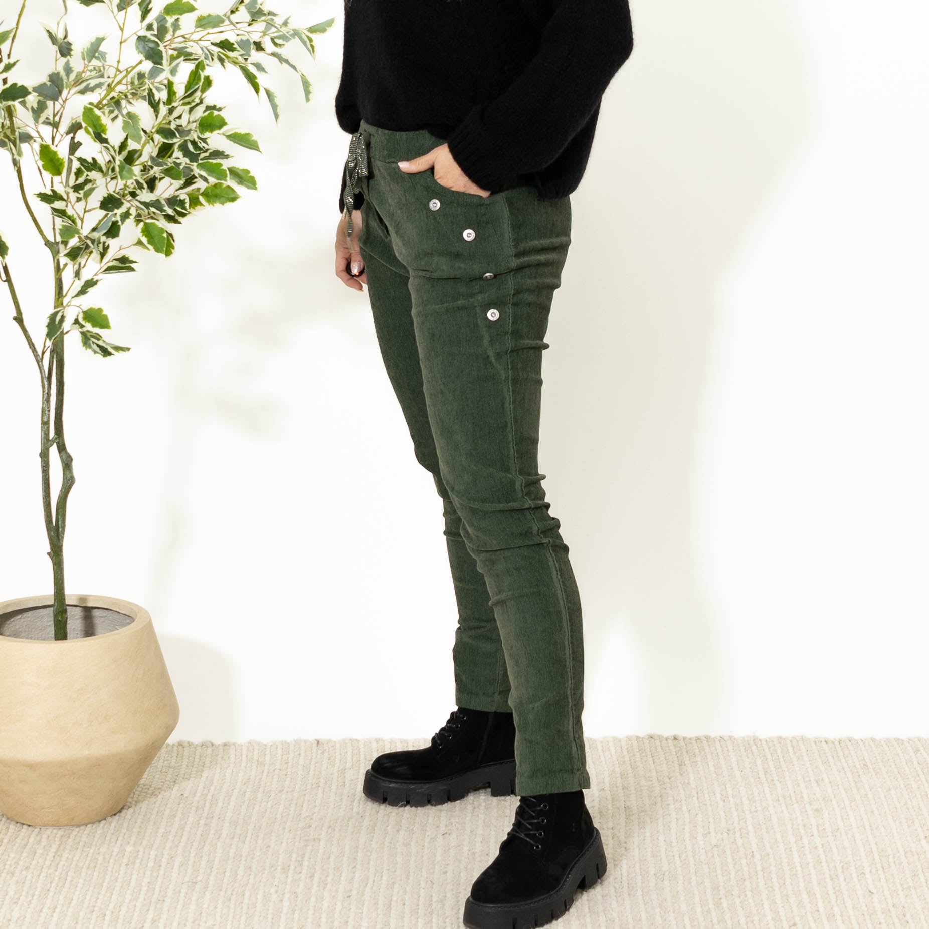 Brianna fløjlsbukser, Khaki