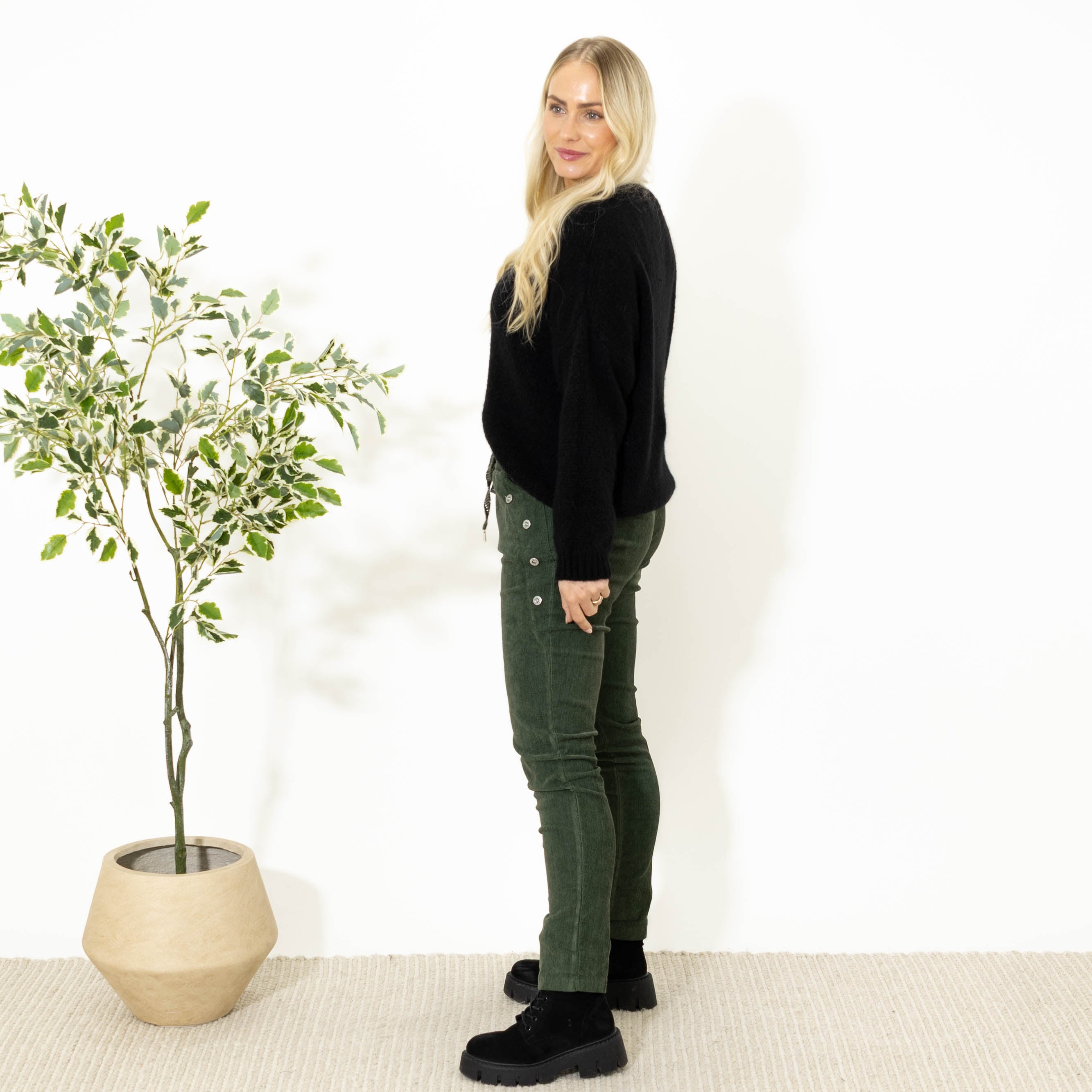 Brianna fløjlsbukser, Khaki