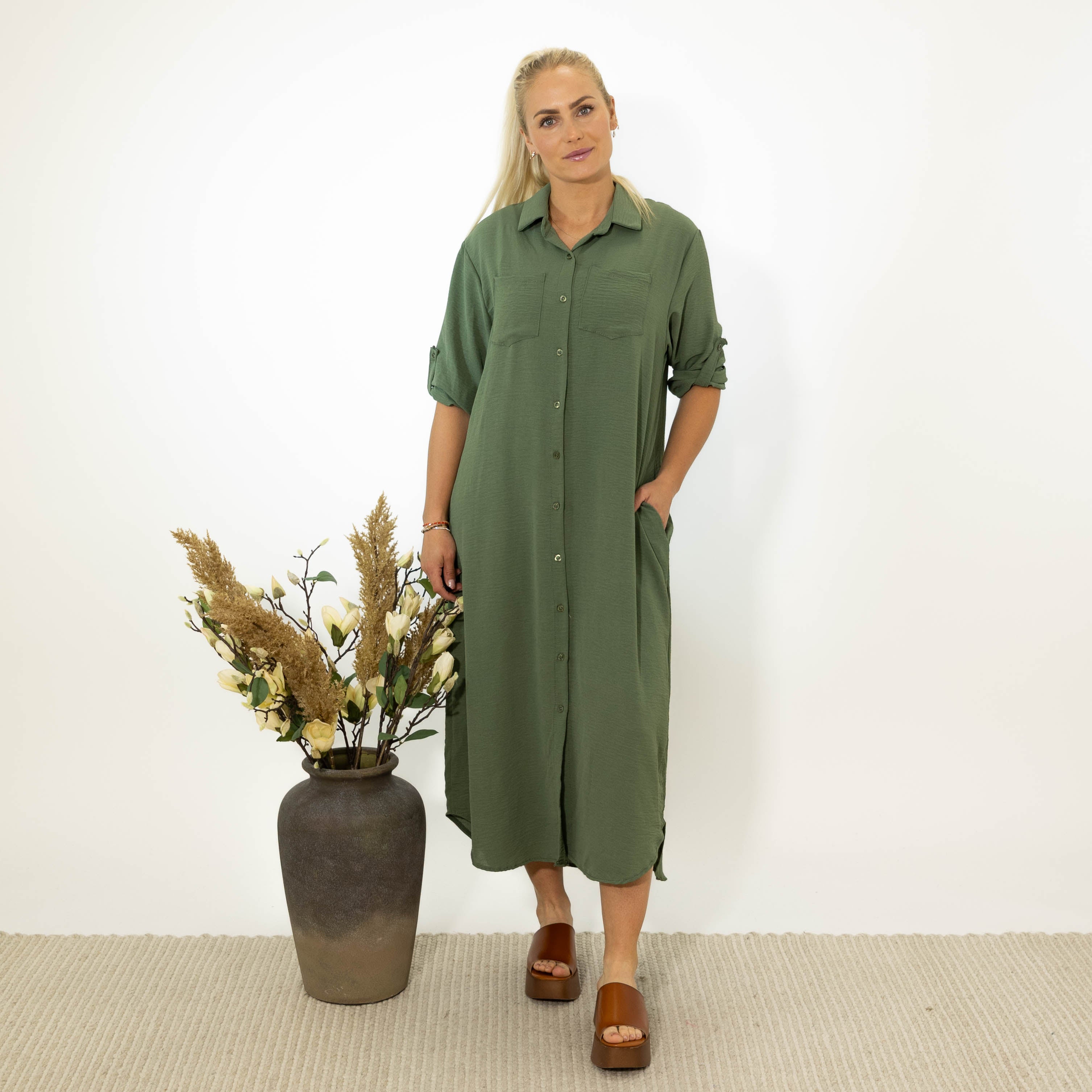 Sussi chiffon skjorte, Khaki