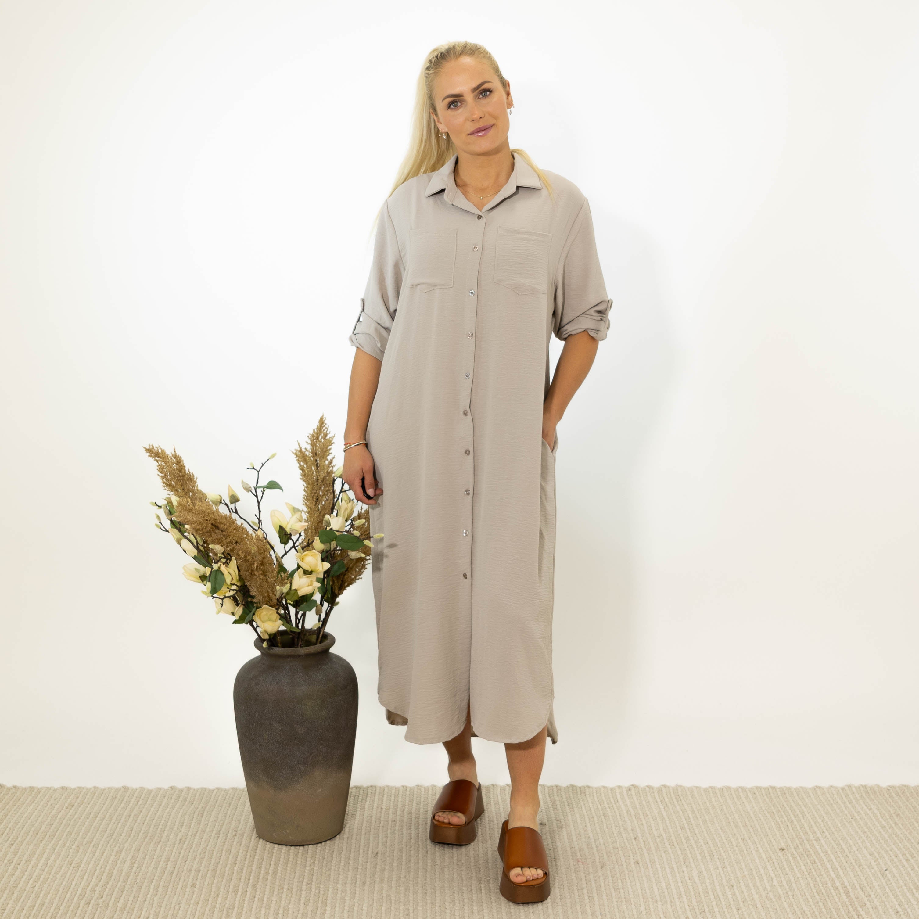Sussi chiffon skjorte, Taupe