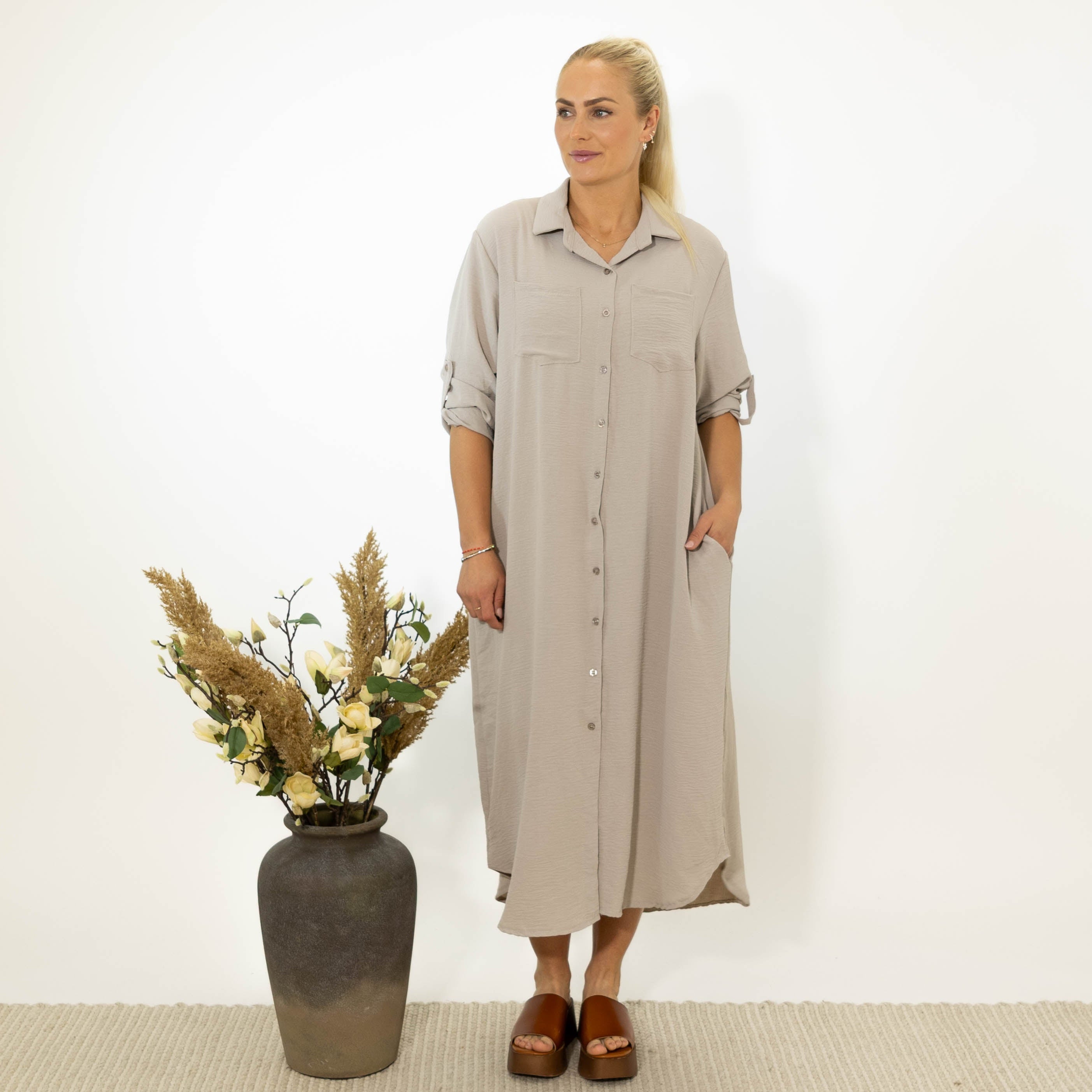 Sussi chiffon skjorte, Taupe