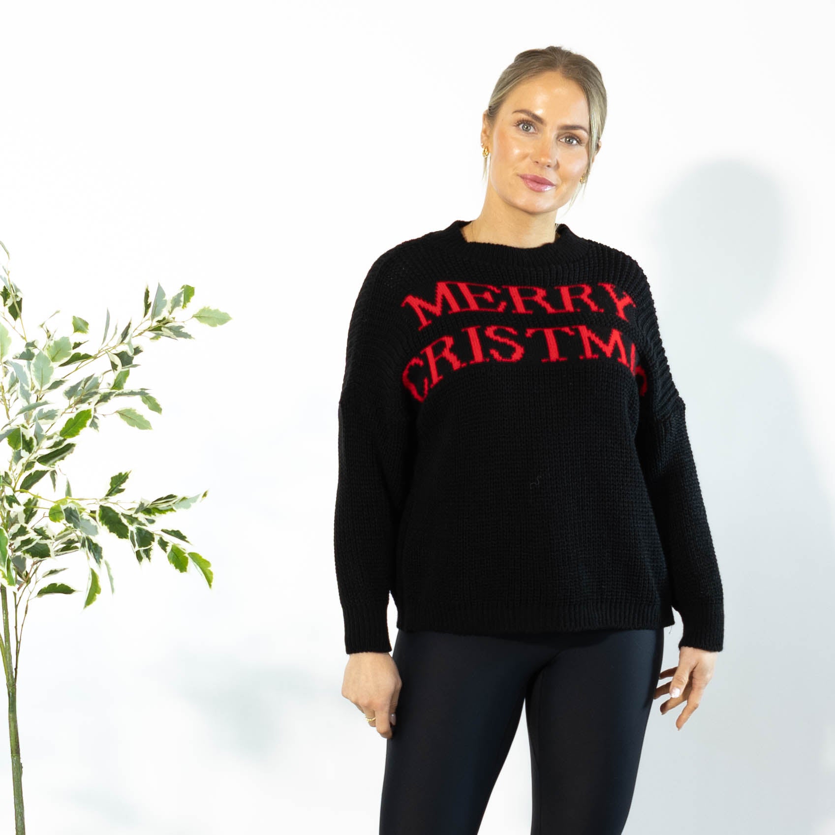 Aja rundhals julestrik, Sort