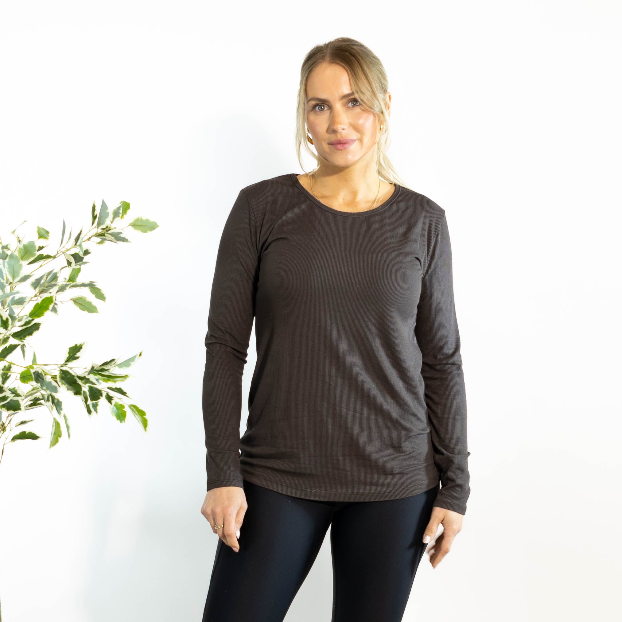 Monica langærmet t-shirt, Choko