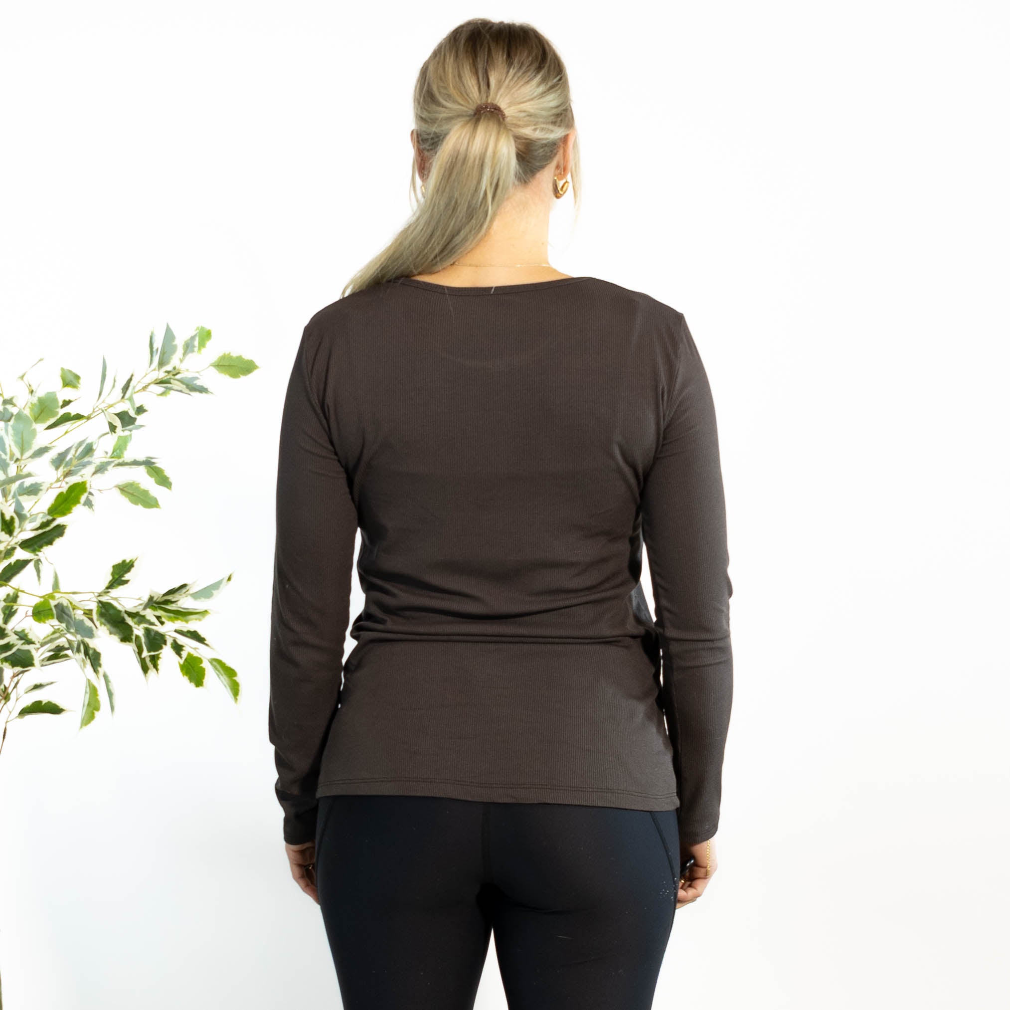 Monica langærmet t-shirt, Choko