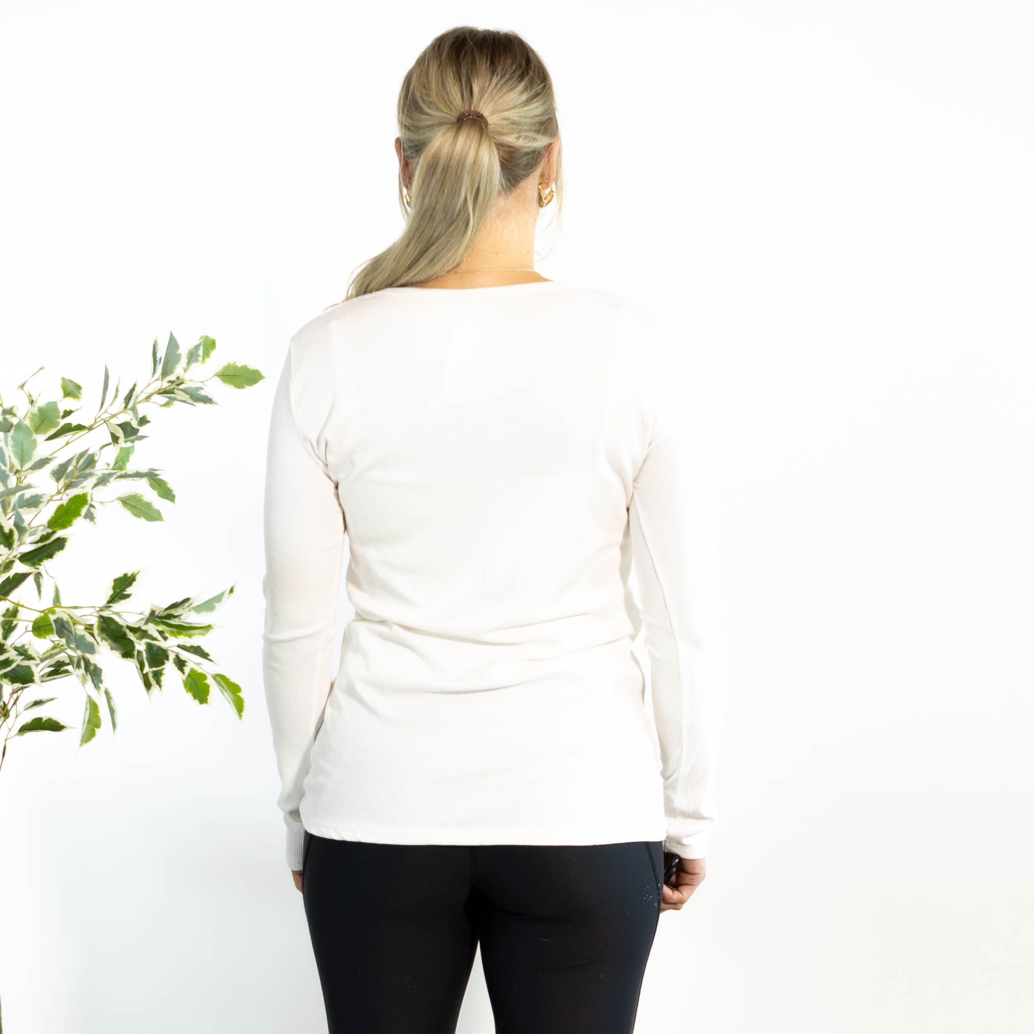 Monica langærmet t-shirt, Hvid