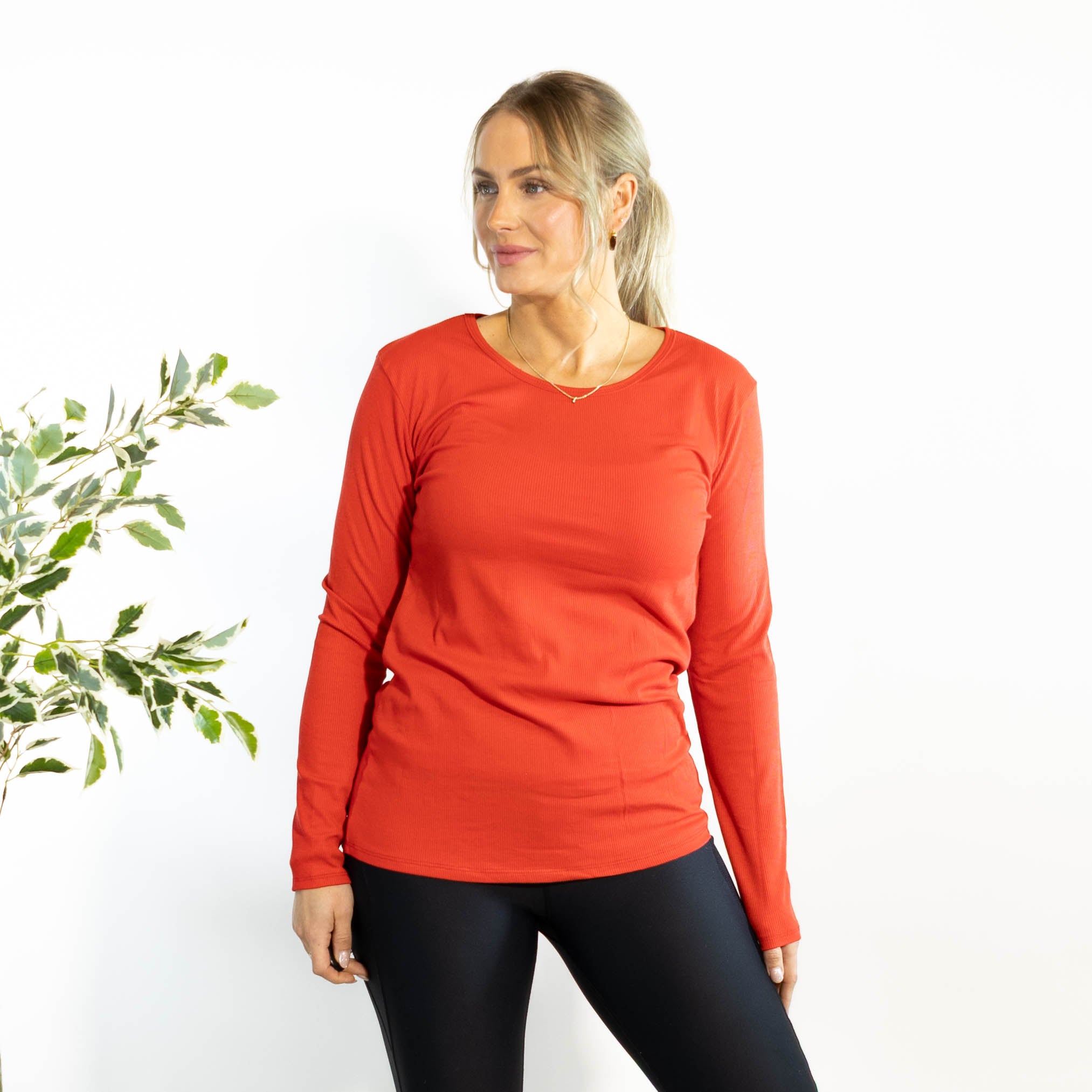 Monica langærmet t-shirt, Rød