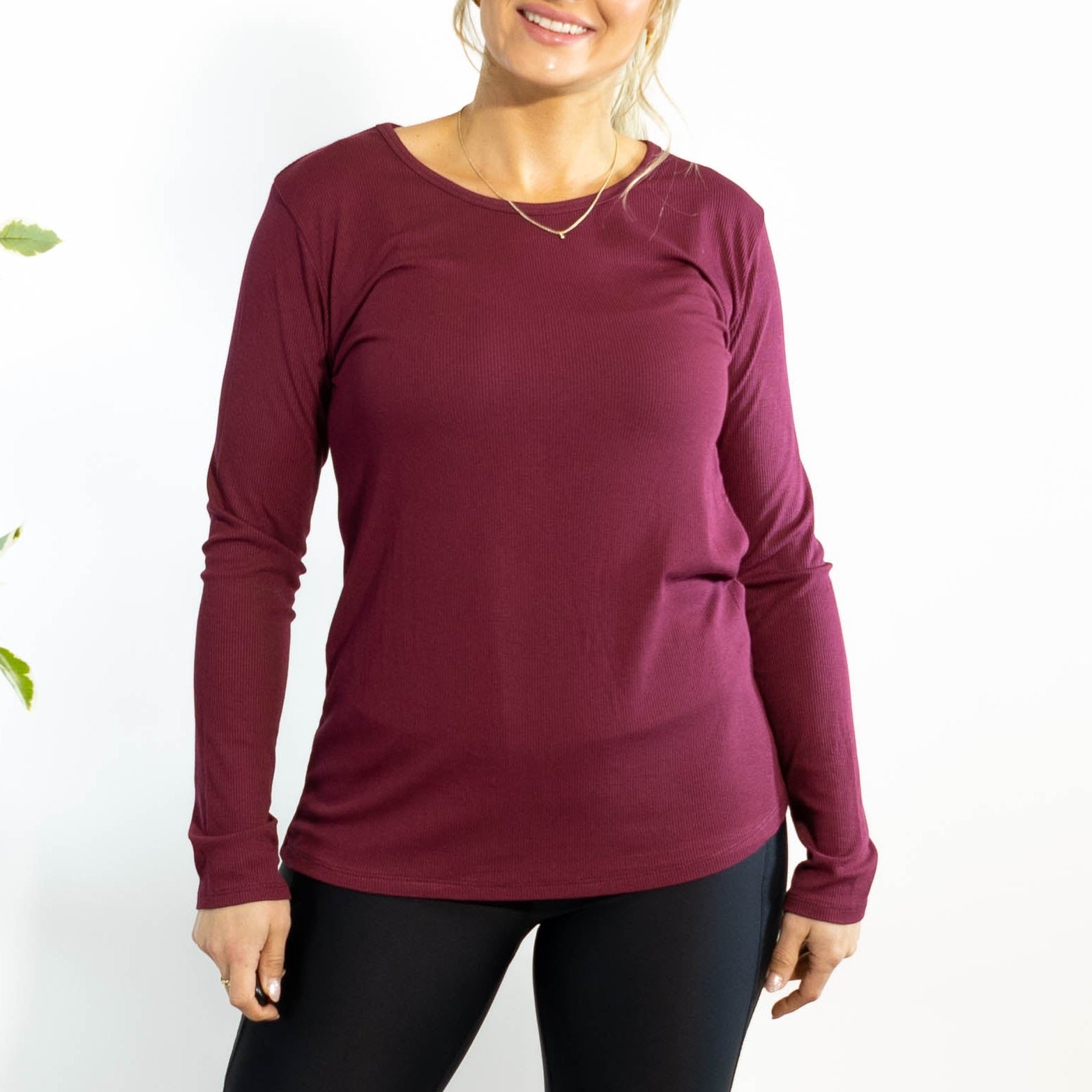 Monica langærmet t-shirt, Bordeaux