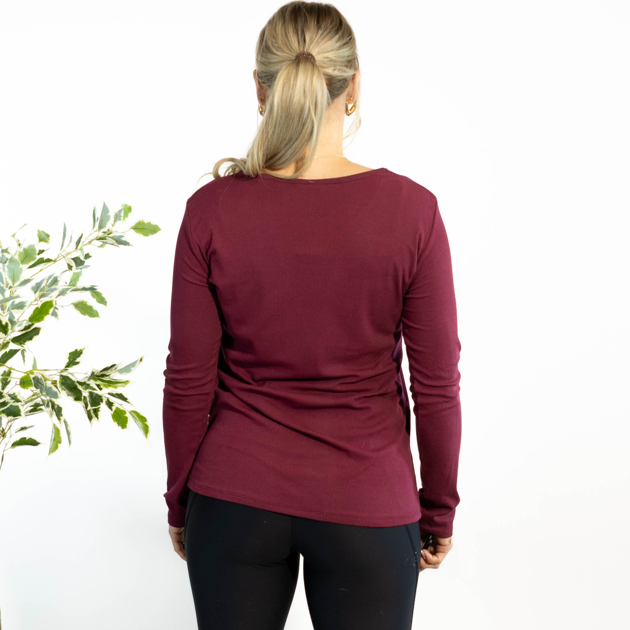 Monica langærmet t-shirt, Bordeaux