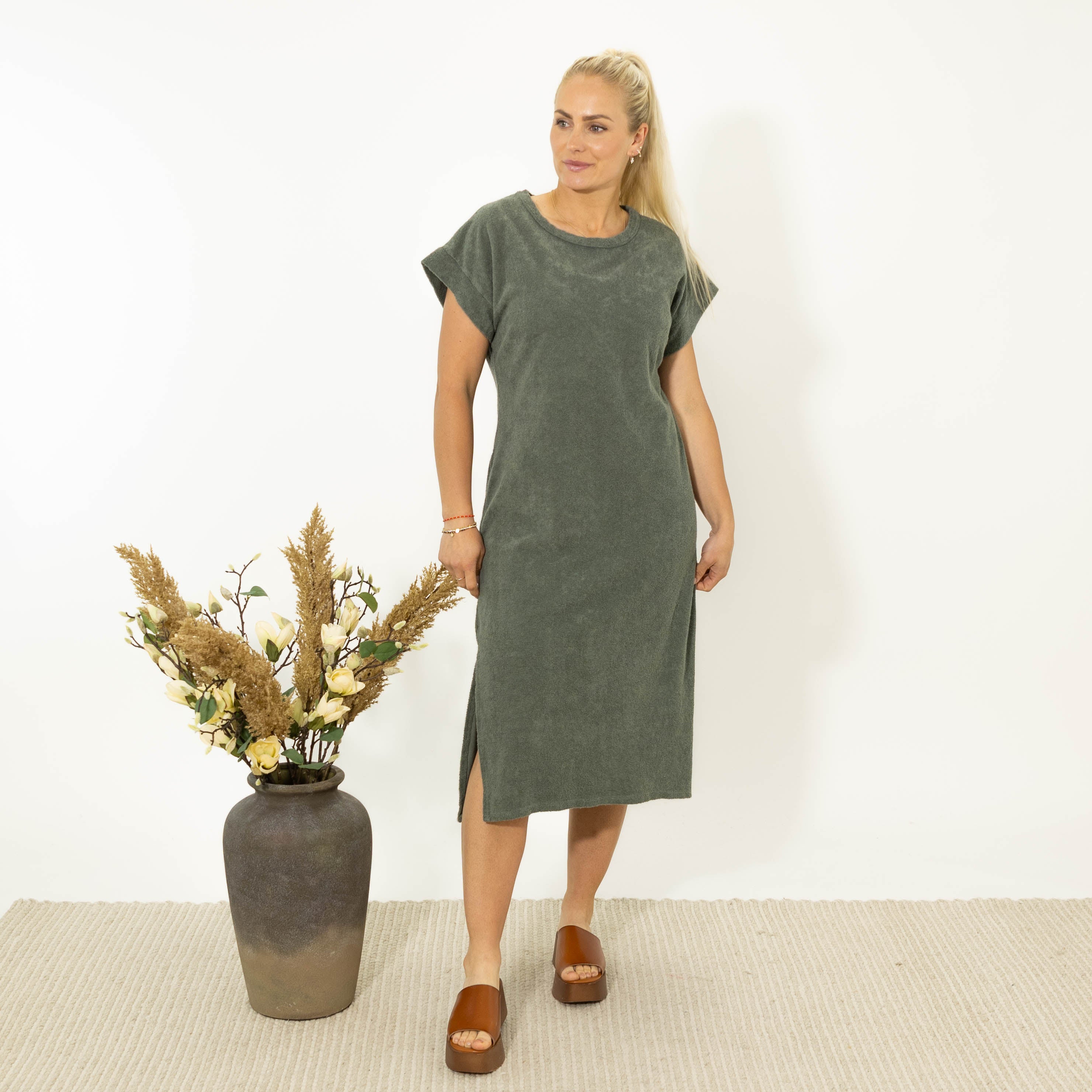 Rene t-shirt kjole, Khaki
