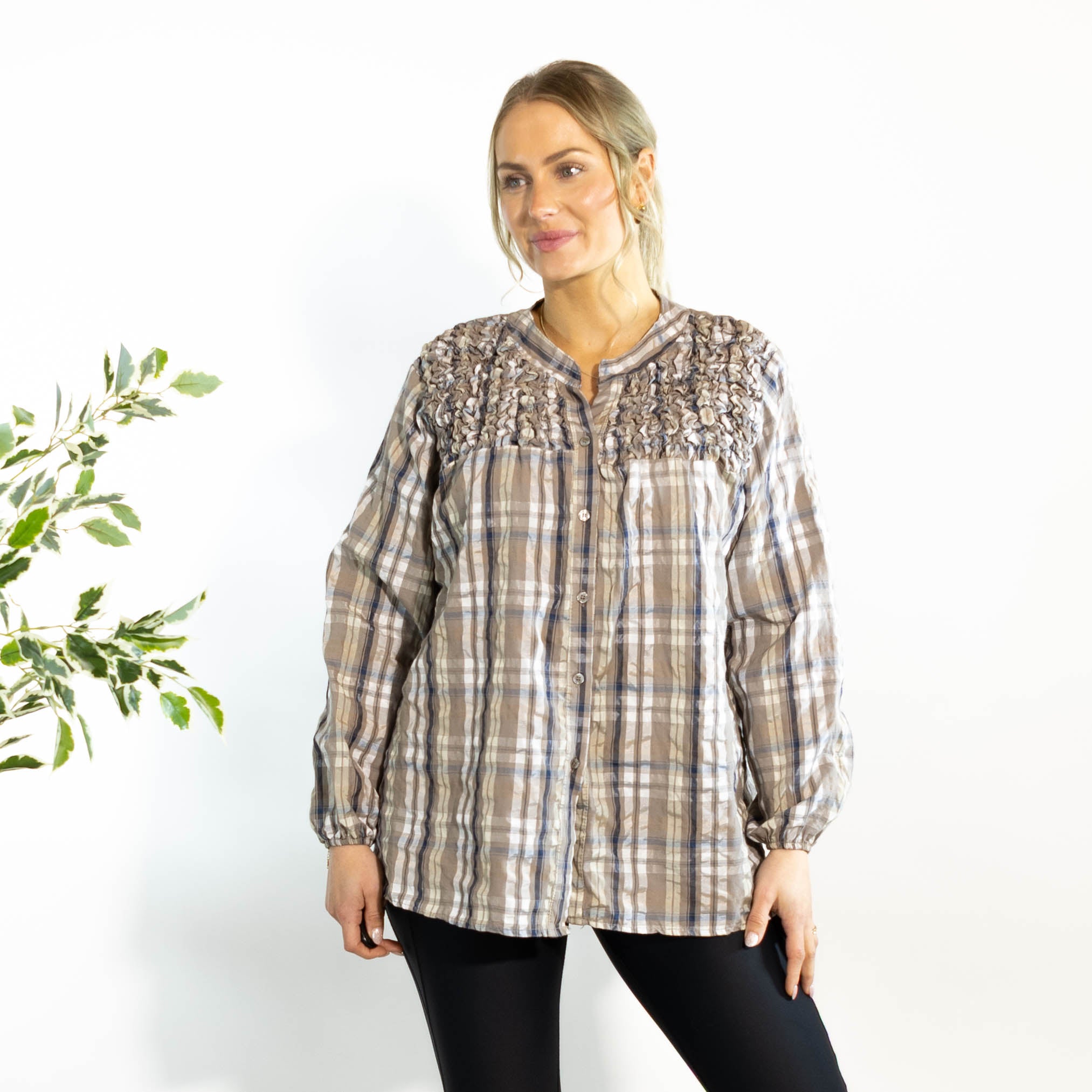 Gertrud ternet bluse, Taupe