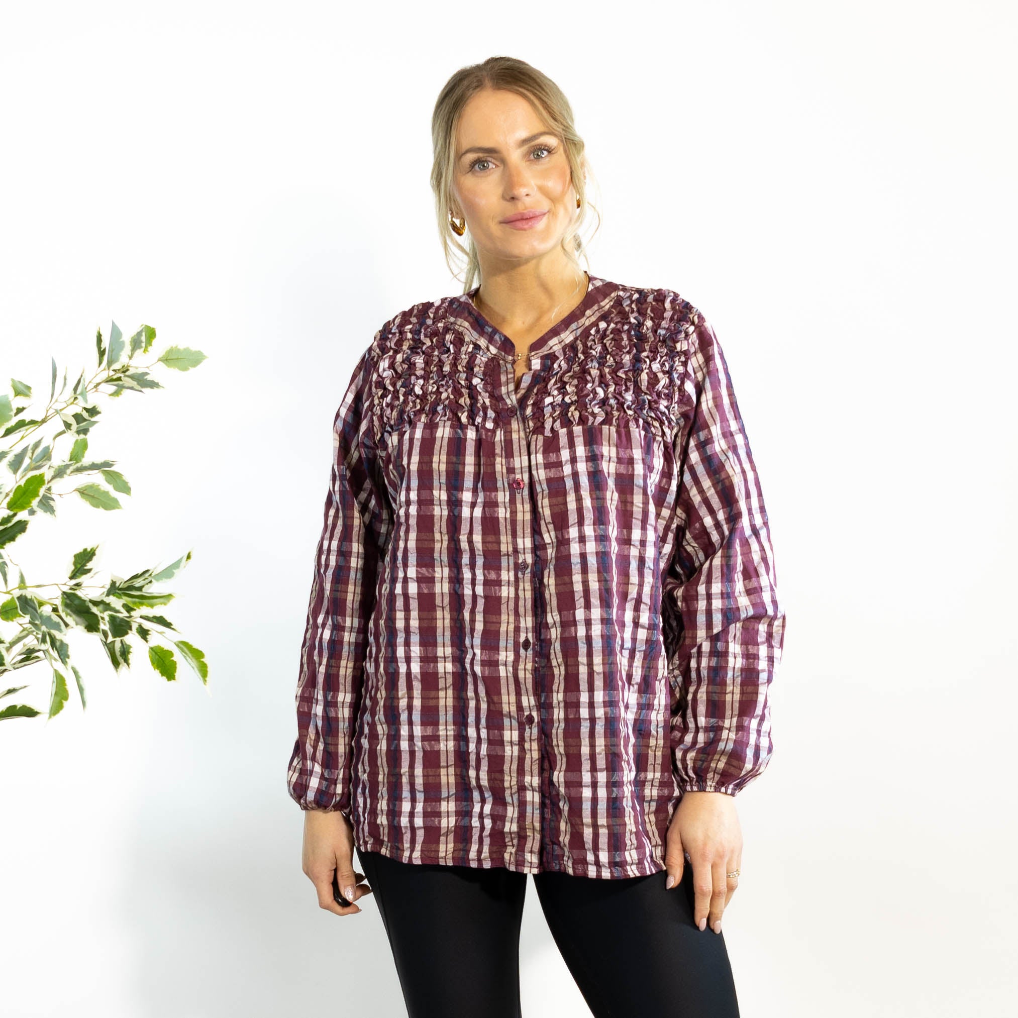 Gertrud ternet bluse, Bordeaux