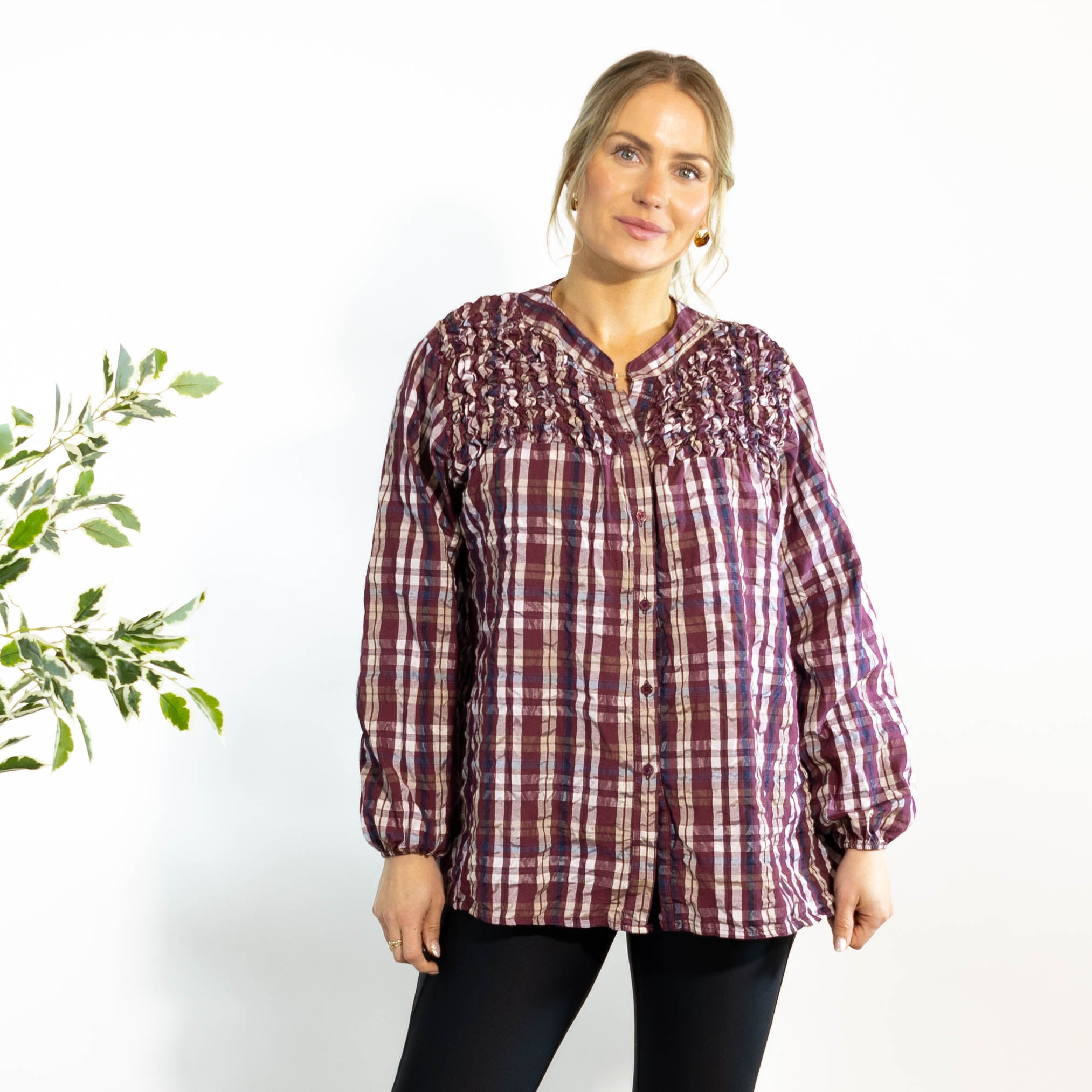 Gertrud ternet bluse, Bordeaux