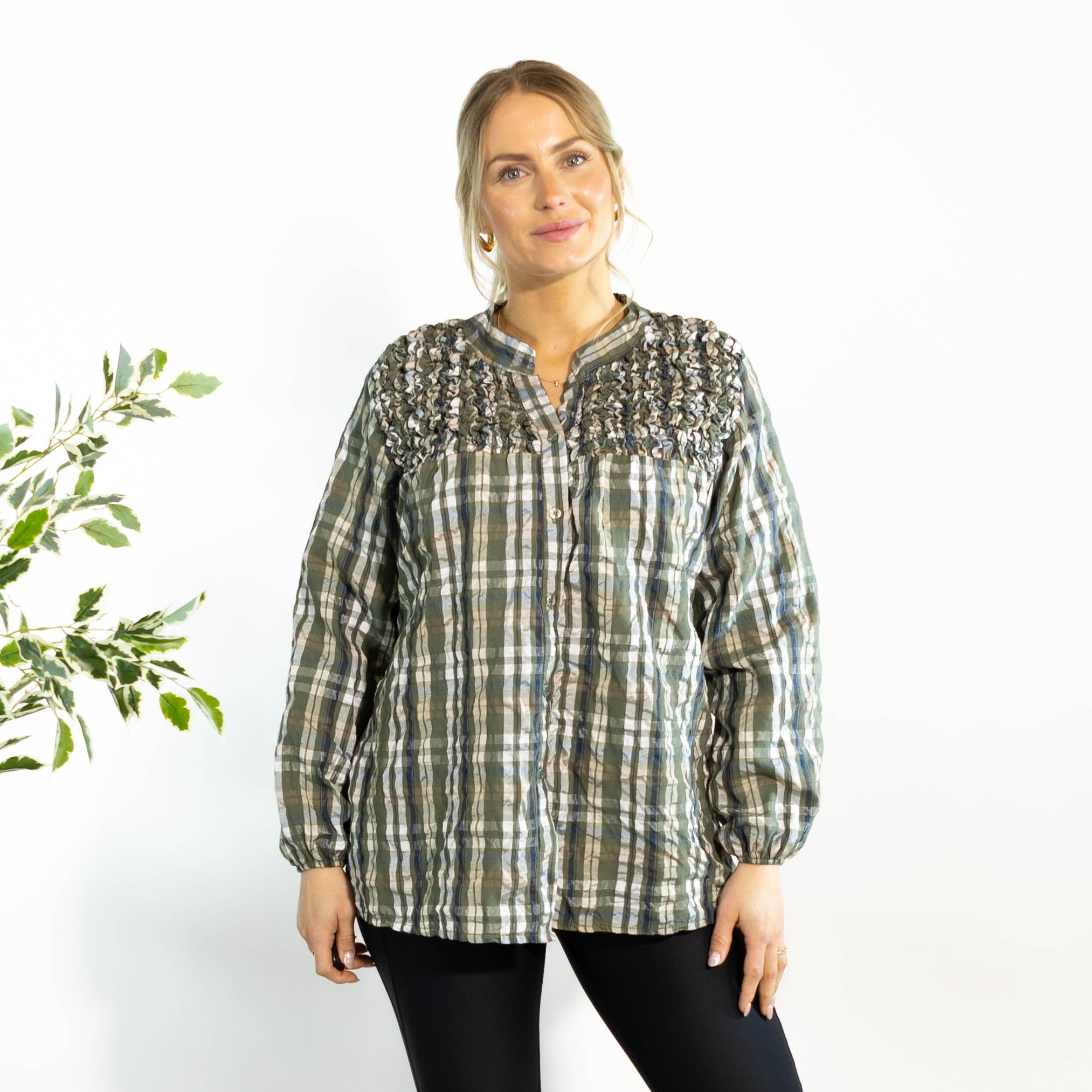 Gertrud ternet bluse, Khaki