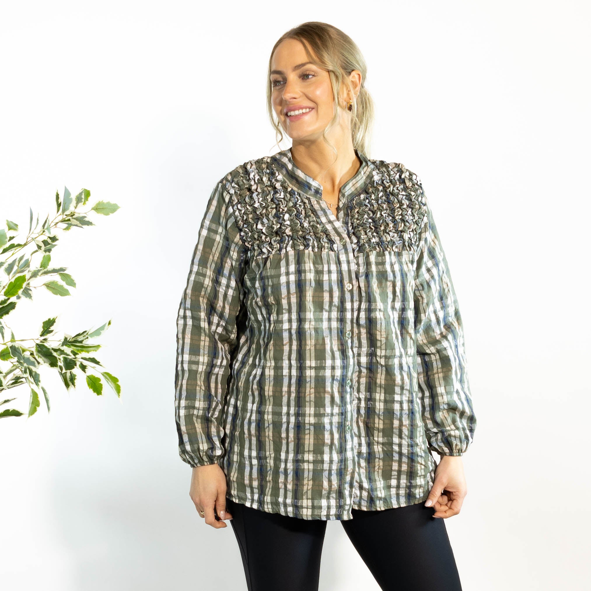 Gertrud ternet bluse, Khaki