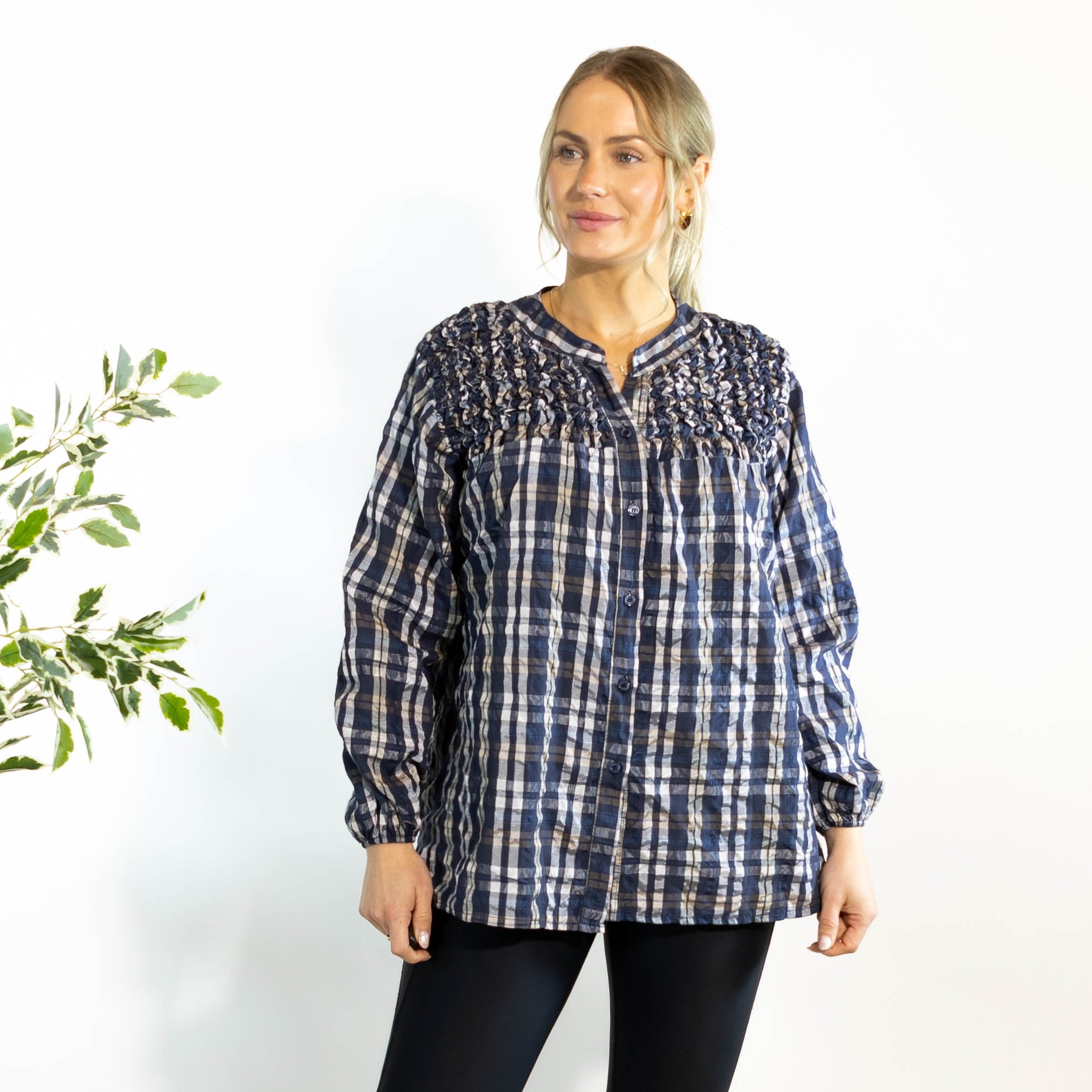 Gertrud ternet bluse, Navy