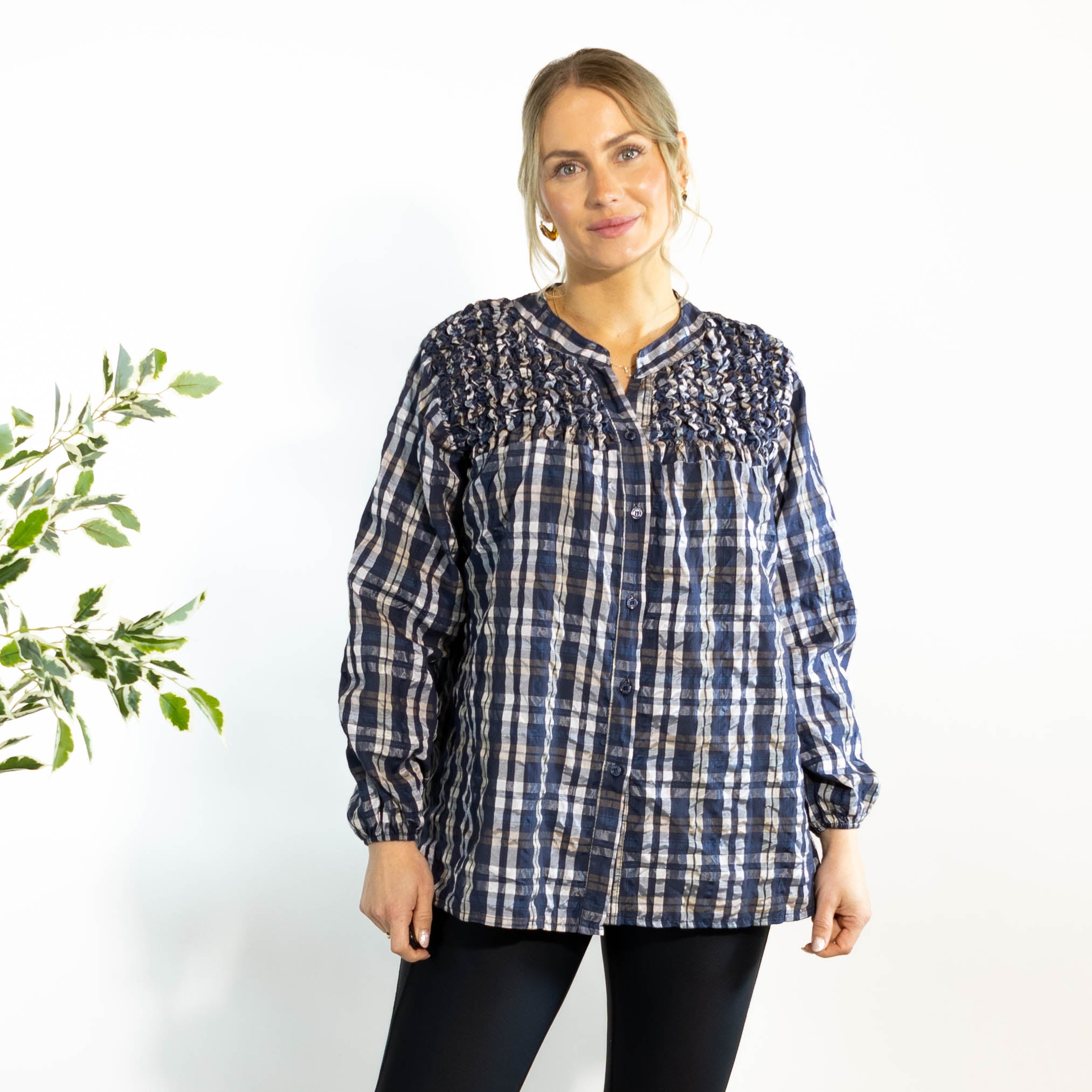 Gertrud ternet bluse, Navy